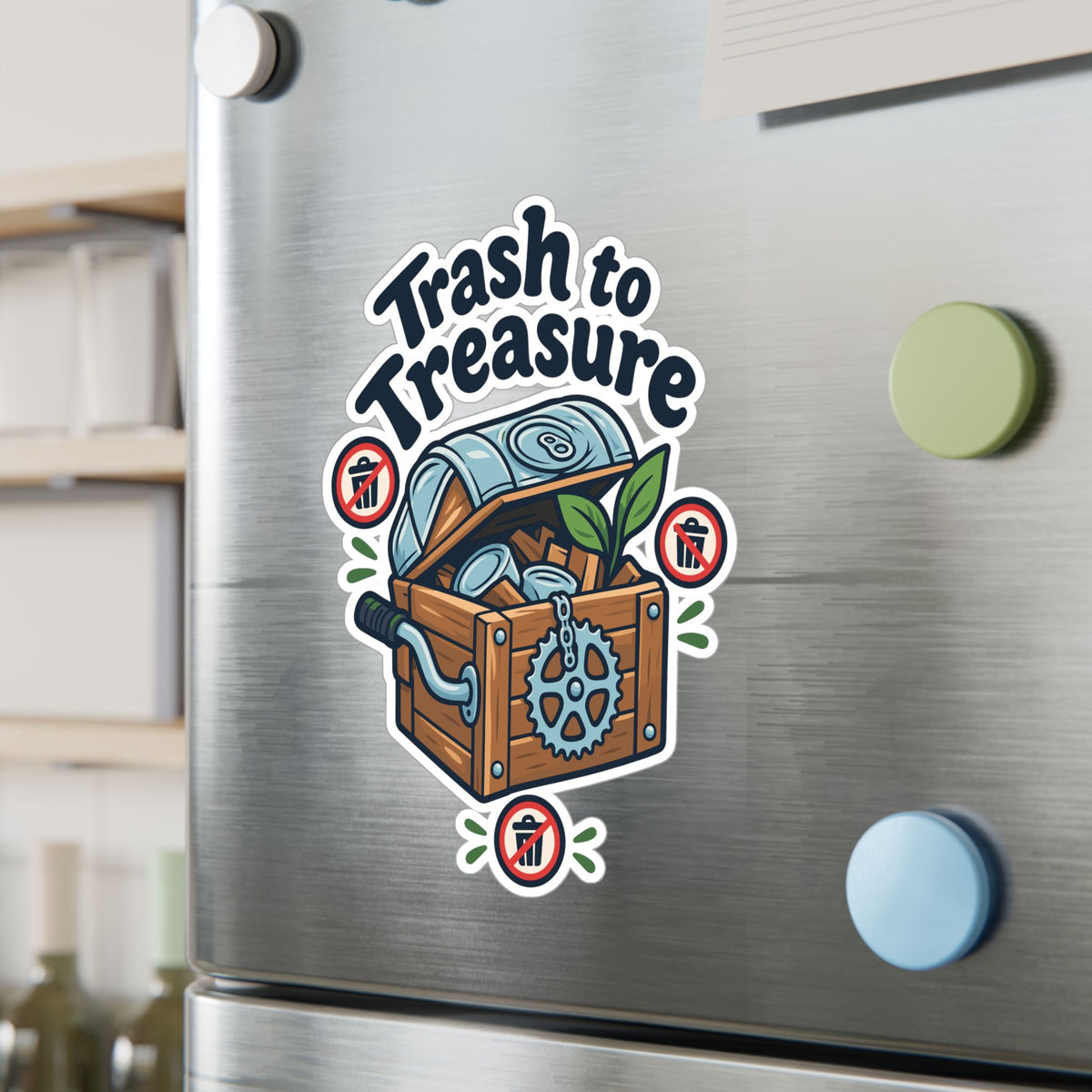Upcycling Sticker - Trash To Treasure Recycling Art, Sustainability Decals for Laptop and Water Bottle