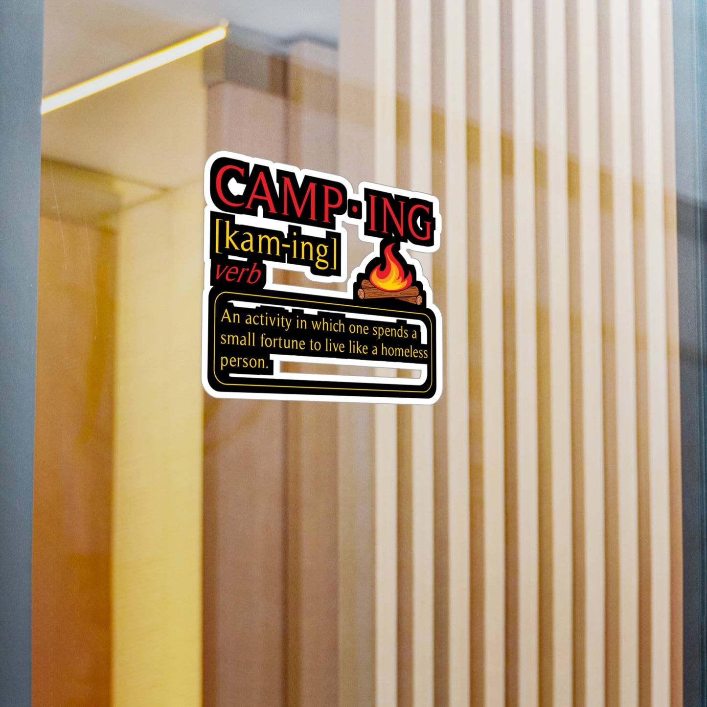 Camping Definition - Camping Sticker for Laptop Sticker. Water Bottle Sticker, Vinyl Camper Decal - Camping Gift