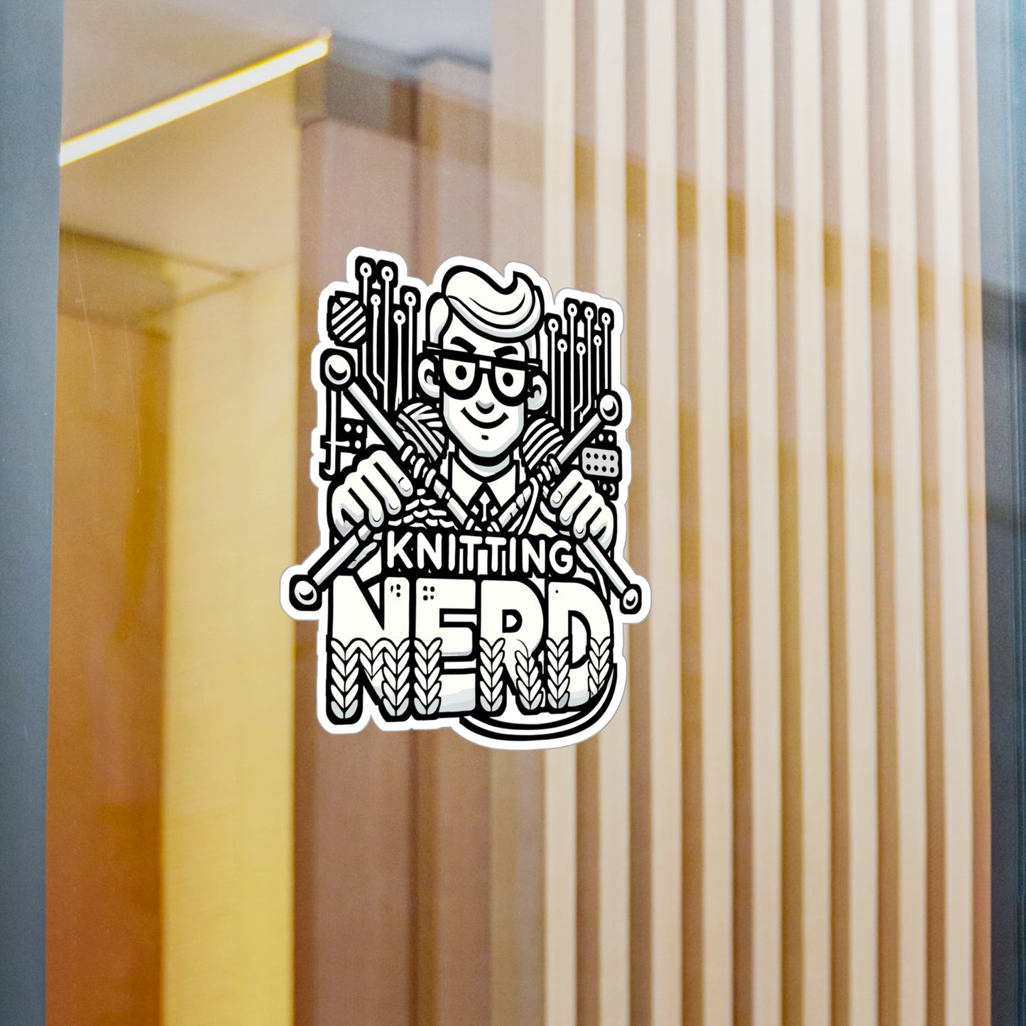 Knitting Nerd – Vinyl Sticker for Car Window, Laptop, Water Bottle | Worsted Yarn Decal, Knitting Gift for Needle Lovers