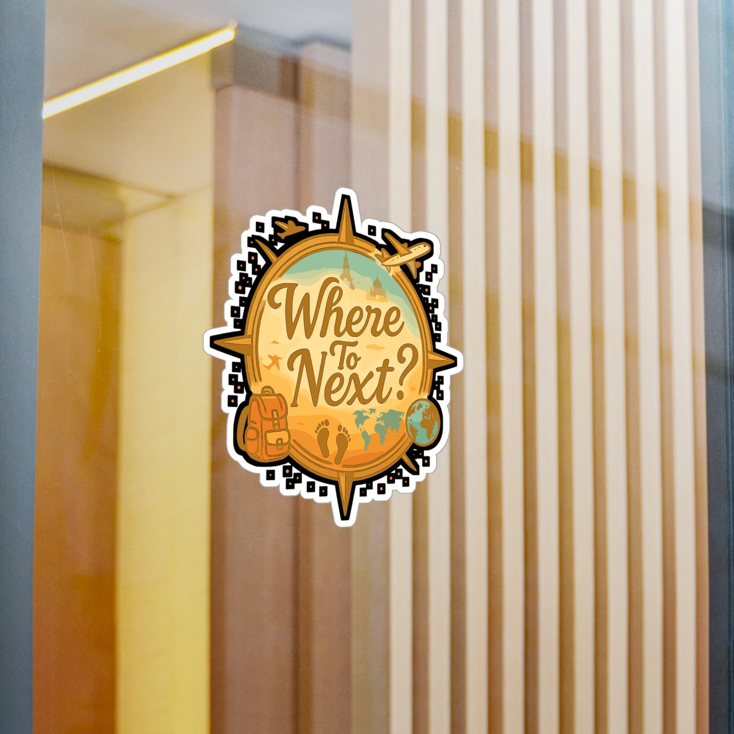 Where To Next? - Travel Sticker for Laptop, Water Bottle, Gift for Adventurers, Wanderlust Travelers