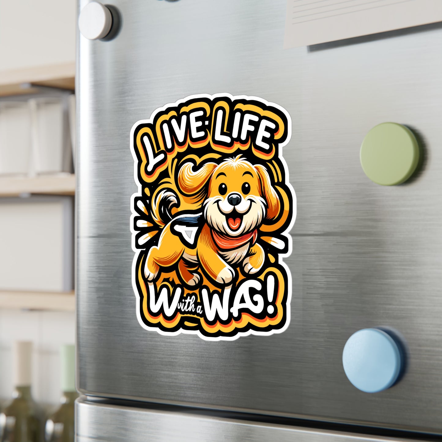 Live Life with a Wag - Dog Sticker for Laptop Sticker. Water Bottle Sticker, Vinyl Dog enthusiast Decal - Dog Gift