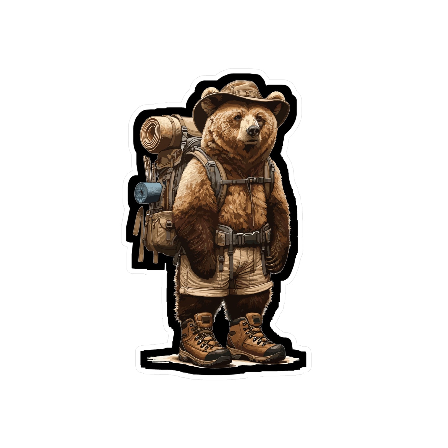Hiking Bear - Bear Sticker for Car Window Laptop Sticker. Water Bottle Sticker, Vinyl Hiking Decal, Adventure Sticker - Bear Gift