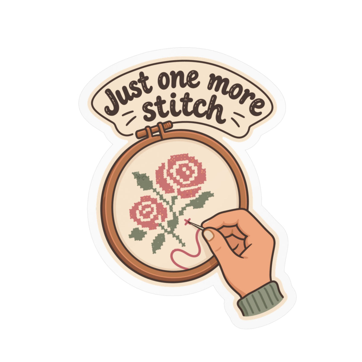 Embroidery Sticker – Just One More Stitch Decals for Needlework Lovers and Stitching Fans, Crafting Decor for Laptop or Water Bottle