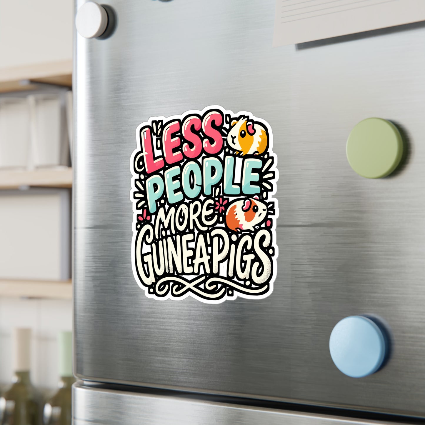 Less People More Guinea Pigs – Funny Guinea Pig Sticker for Laptop or Water Bottle | Cute Vinyl Cavy Gift