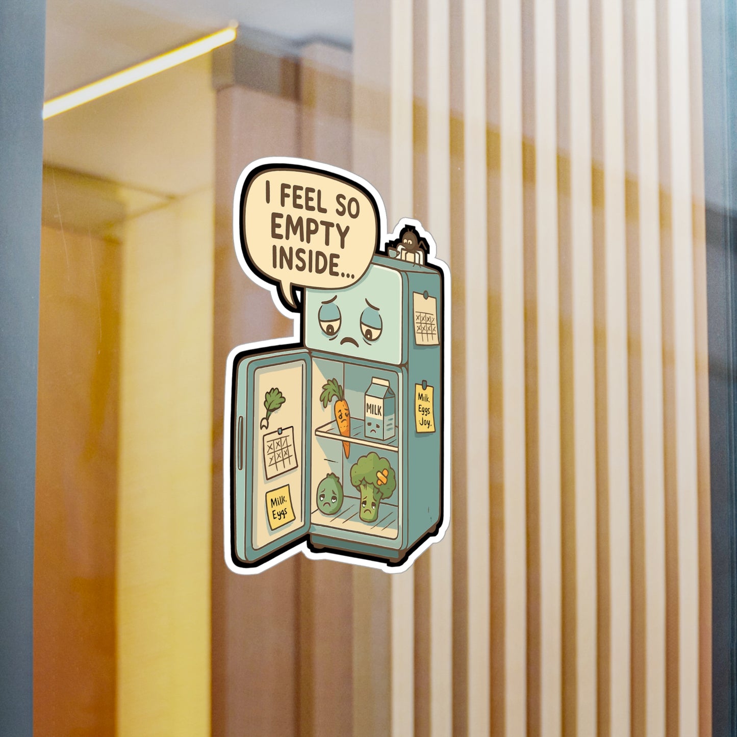 Fridge Sticker "I Feel So Empty Inside" Funny Vegetables Milk Leftovers Vinyl Waterproof Decals for Laptop Water Bottle