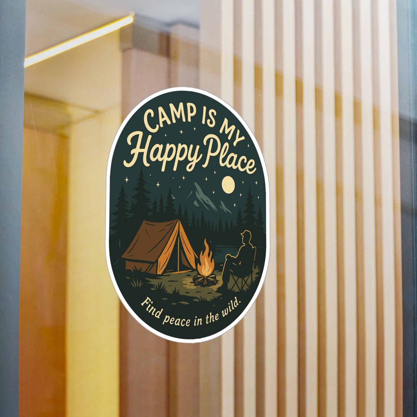 Camp Is My Happy Place – Camping Sticker for Water Bottles, Laptops, Outdoor Lovers – Gift for Campers & Nature Enthusiasts