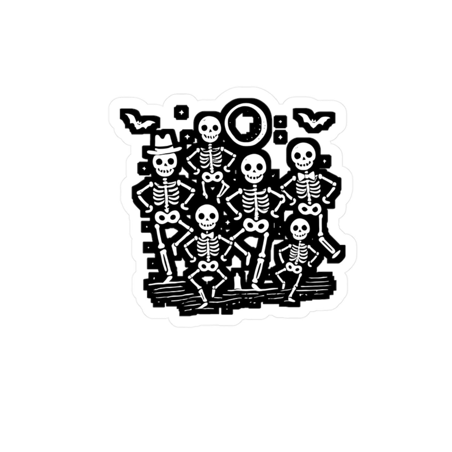 Halloween Dancing Skeletons - Halloween Sticker for Laptop Sticker. Water Bottle Sticker, Vinyl Skeletons Decal - Halloween Gift