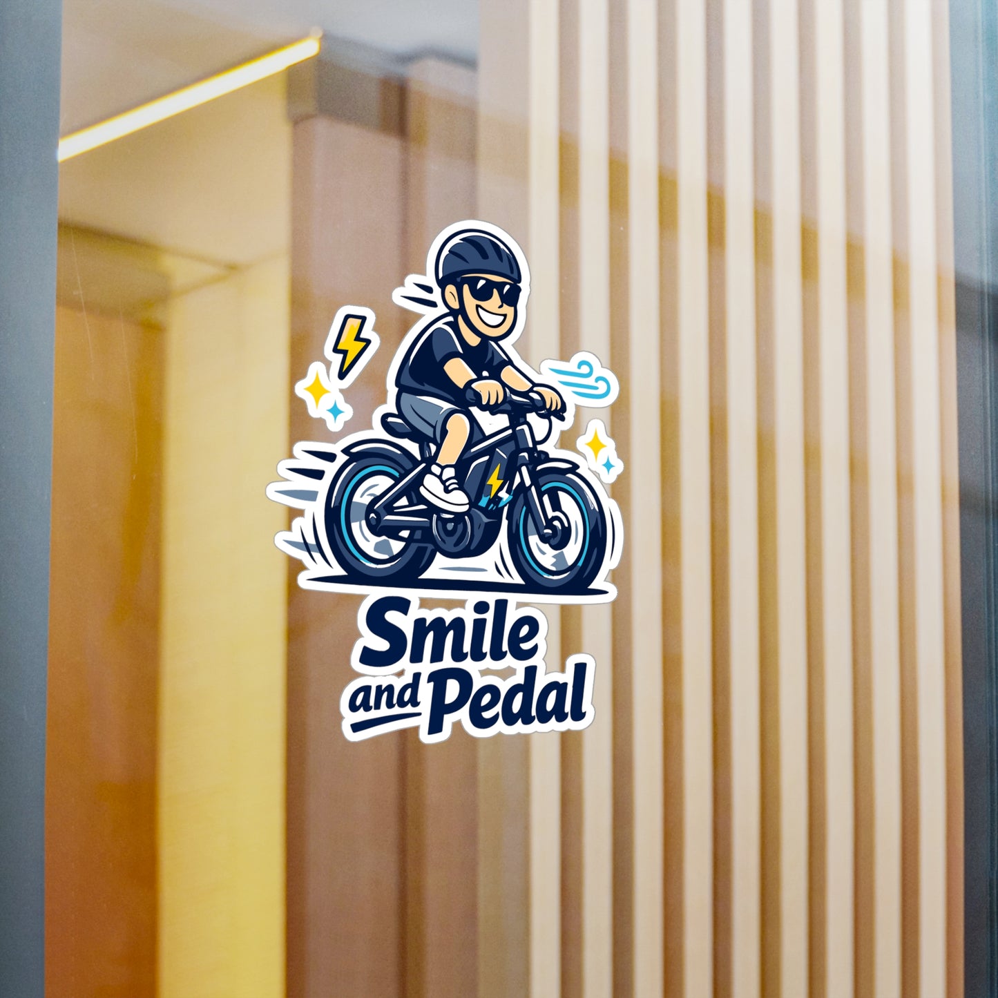 E-Bike Sticker Smile and Pedal Electric Bike Decals Waterproof Vinyl for Laptop Water Bottle E-Cyclist Gift