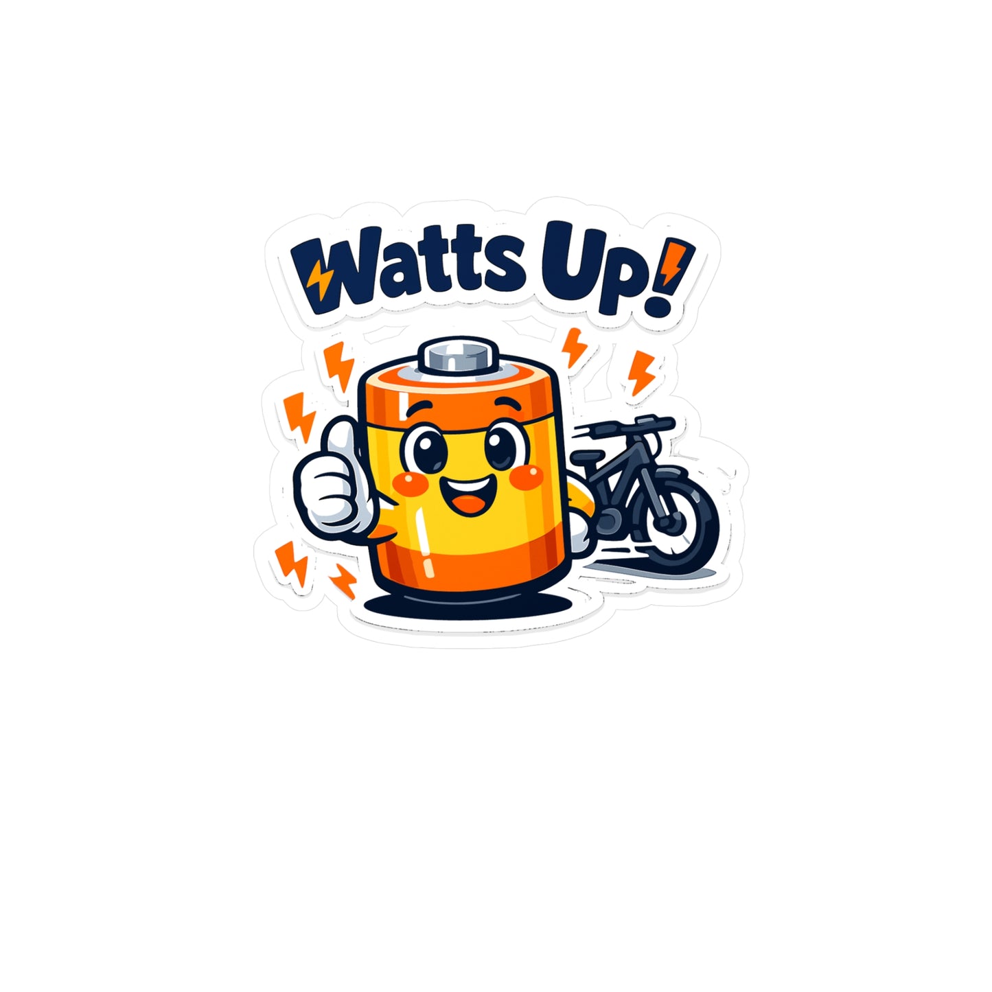 E-Bike Sticker "Watts Up!" Funny Electric Bike Decals for E Cycling, E Cyclist – Waterproof Vinyl for Laptop, Water Bottle