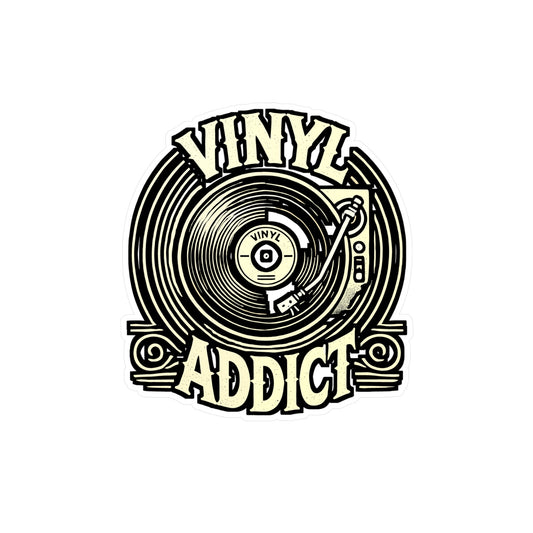 Vinyl Addict – Vinyl Record Sticker for Laptop or Water Bottle | Turntable Music Lover Gift