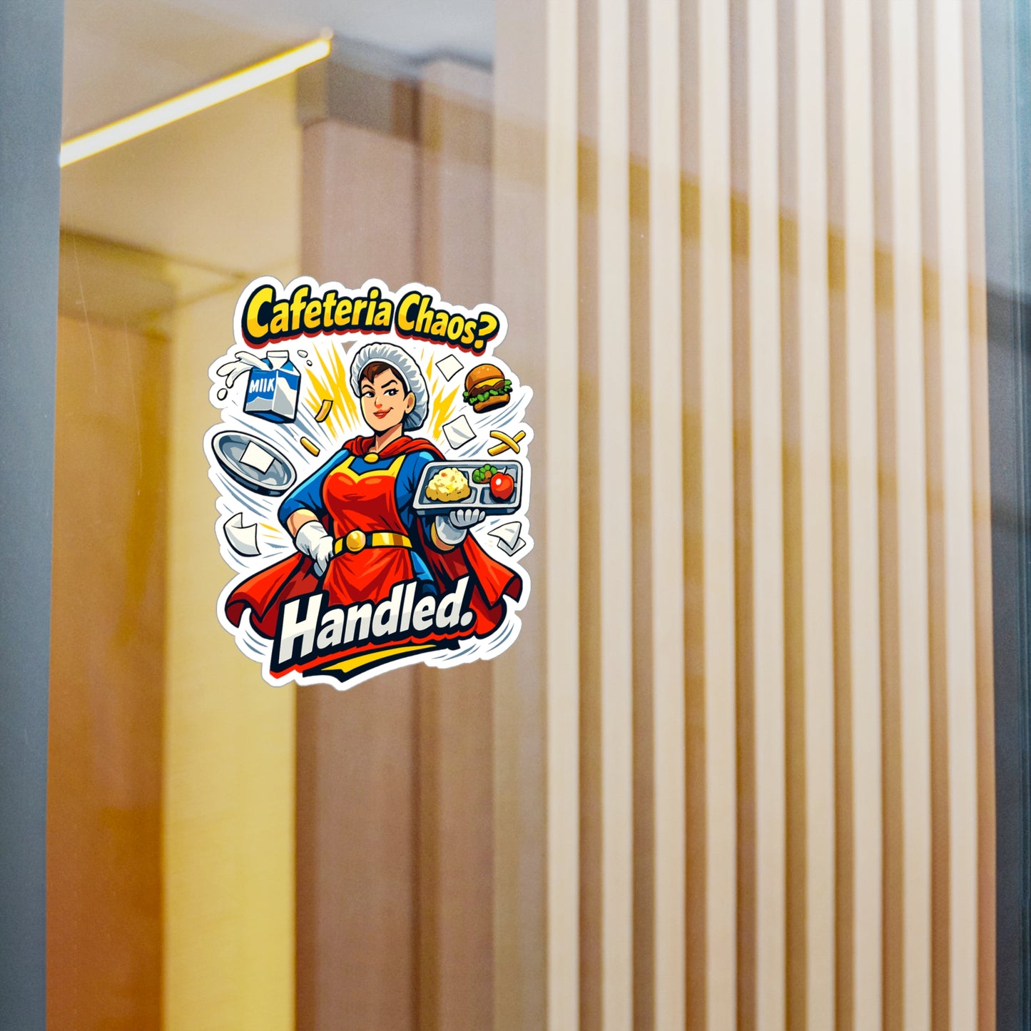 Lunch Lady Sticker Cafeteria Chaos? Handled Funny School Canteen Design, Waterproof Vinyl decals for Laptop, Water Bottle