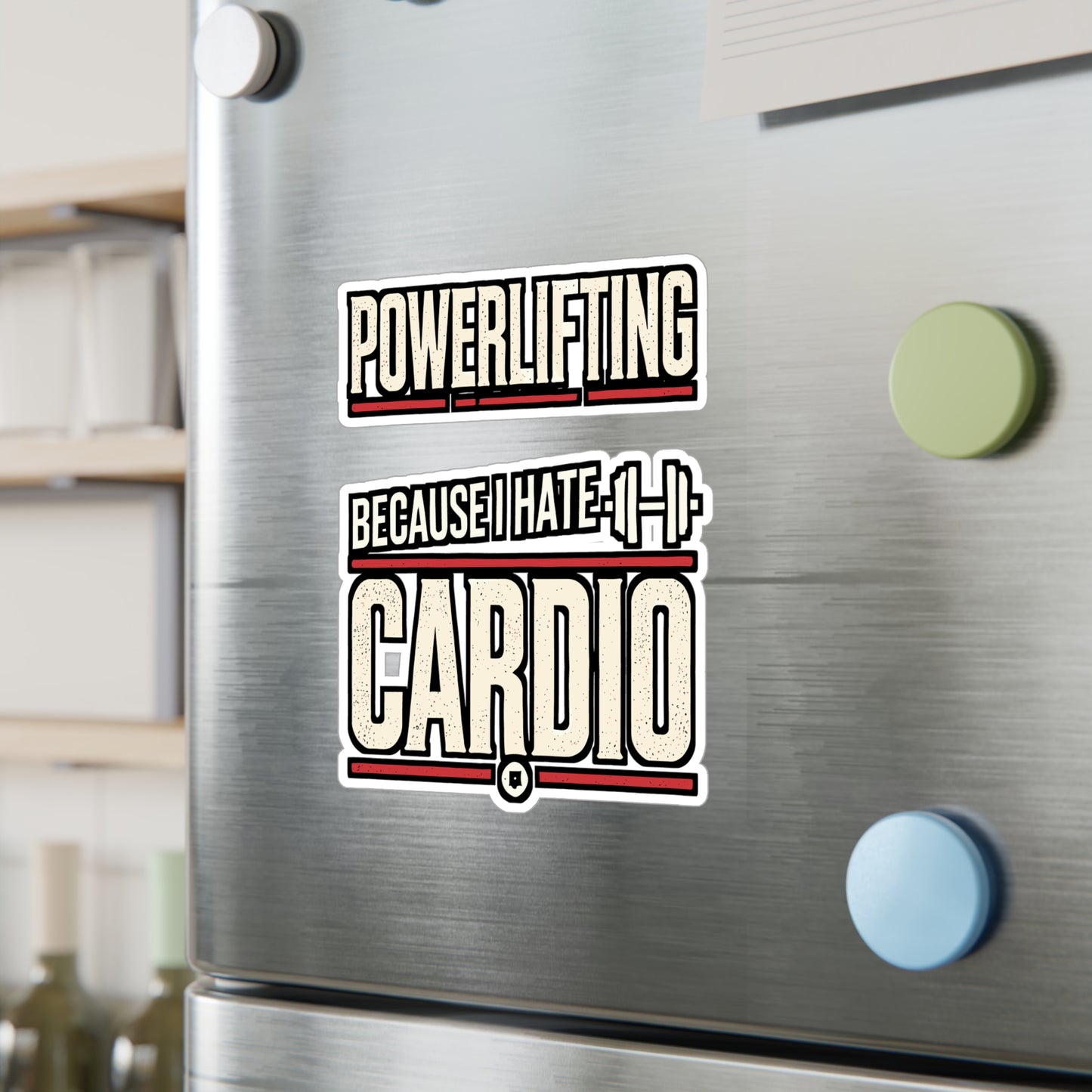 Powerlifting Because I Hate Cardio – Funny Gym Sticker for Laptop or Water Bottle | Weightlifting Gift for Fitness Lovers