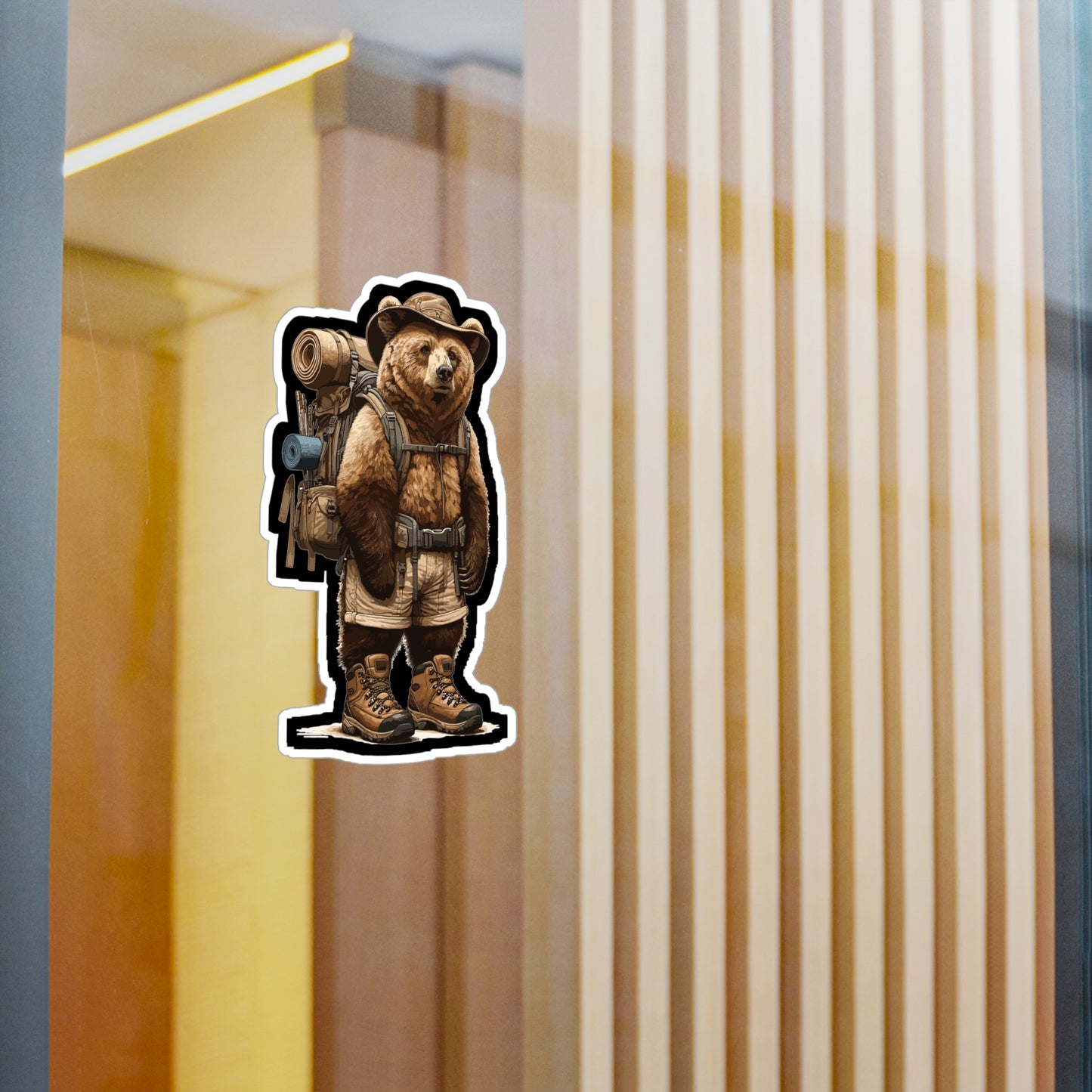 Hiking Bear - Bear Sticker for Car Window Laptop Sticker. Water Bottle Sticker, Vinyl Hiking Decal, Adventure Sticker - Bear Gift