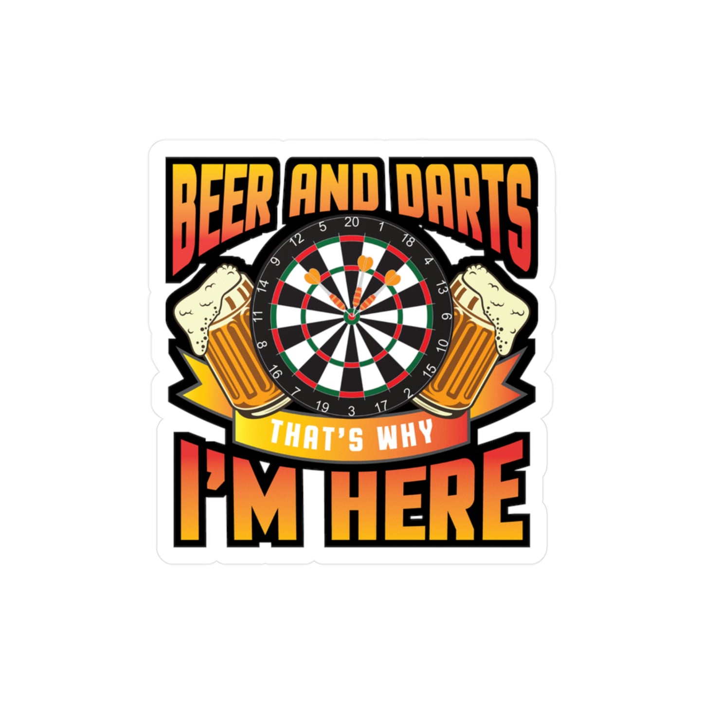 Beer and Darts - Dart Sticker for Car Window Laptop Sticker. Water Bottle Sticker, Vinyl Darts Decal, Dart player Sticker - Dart Gift