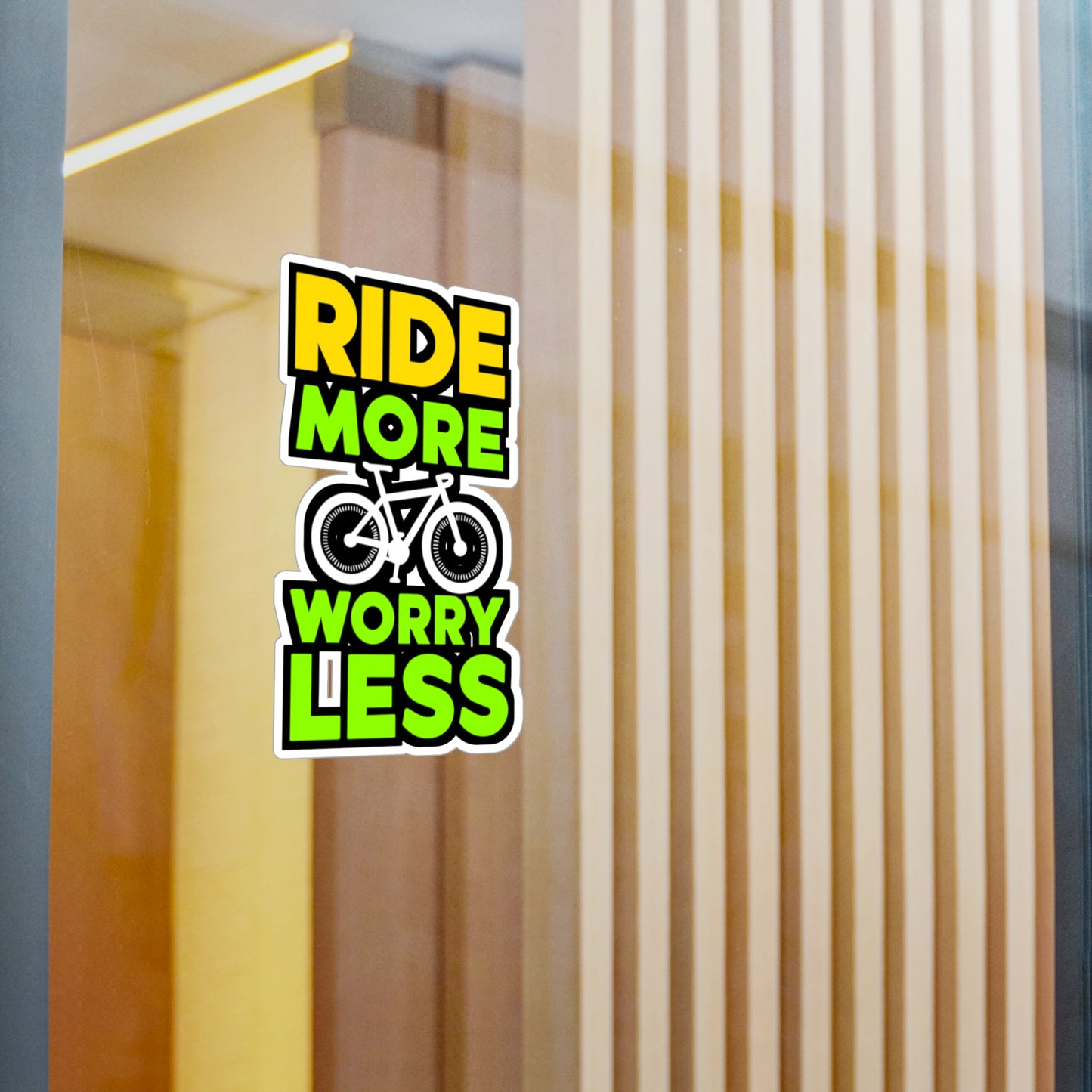 Ride more, worry less   - Cycling Sticker for Window Laptop Sticker. Water Bottle Sticker, Vinyl Cyclist Decal - Cycling Gift