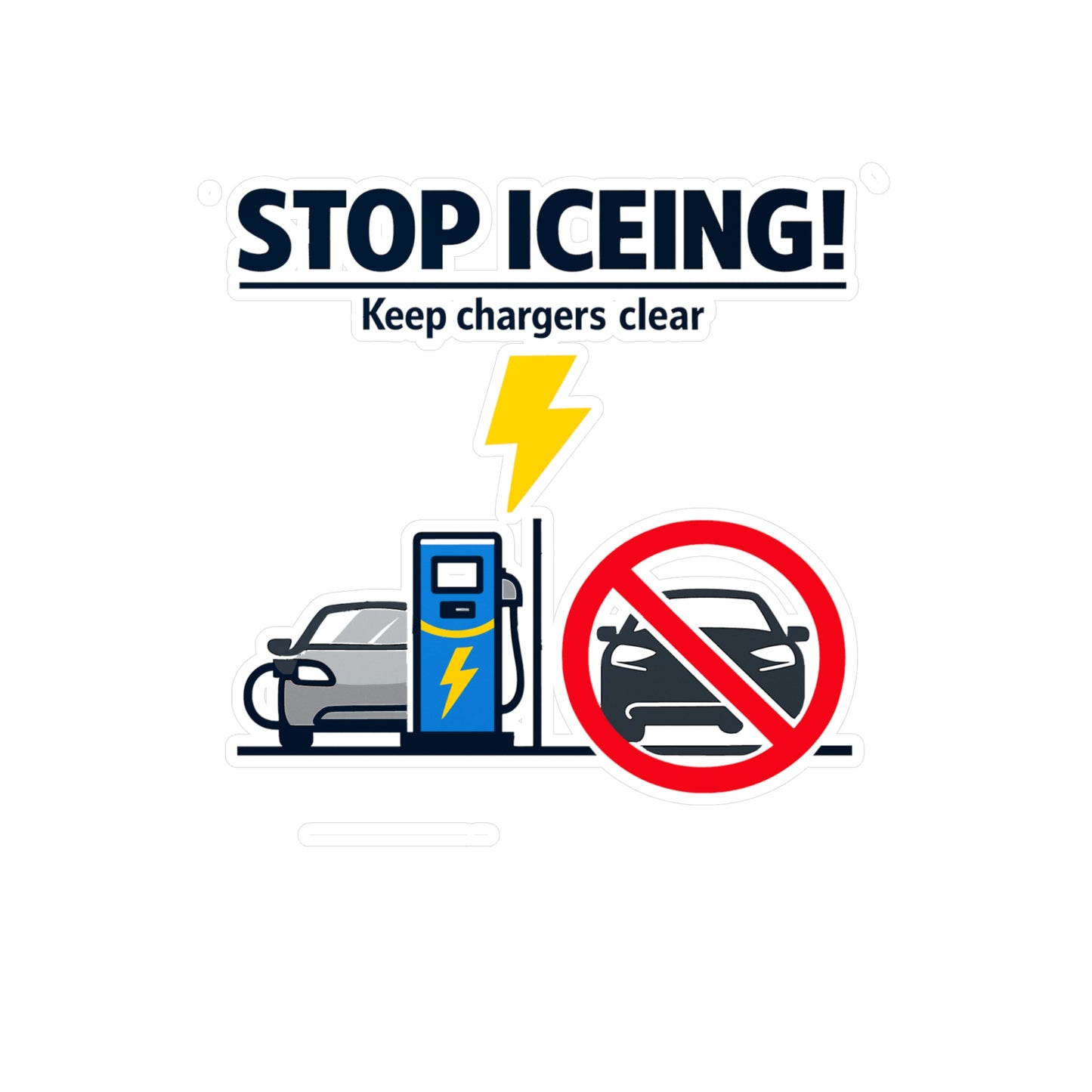 Electric Car Sticker "Stop ICEing!" Waterproof Vinyl sticker decals for electric vehicle, rechargeable battery, Laptop, Water Bottle