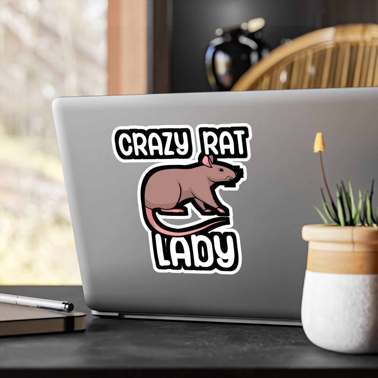 Crazy rat lady - Rat Sticker for Wall, Laptop, Window, Truck, Car Rat Gift Vinyl Rats Decal Sticker