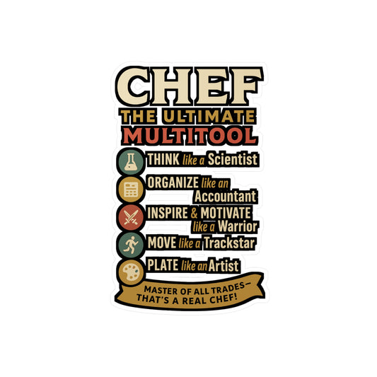 Chef The Ultimate Multitool - Chef Sticker for Laptops, Water Bottles, Gift for Cooking Enthusiasts, Kitchen Lover Decal