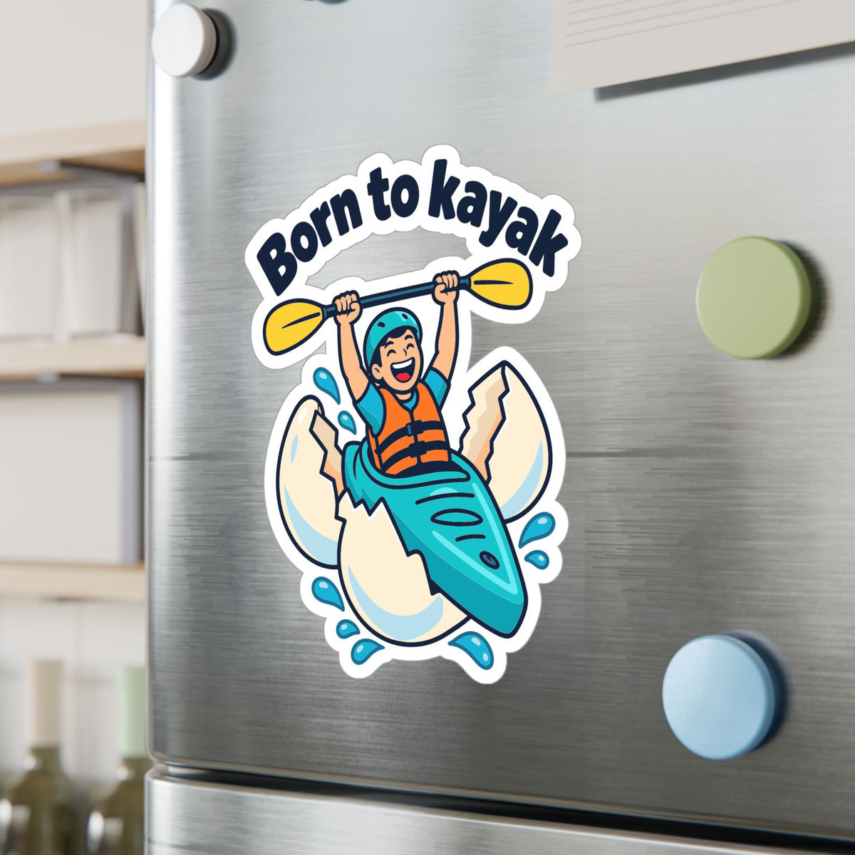Kayak Sticker - Born to Kayak Decals for Kayaking and Rowing Enthusiasts, Kayaker Design for Laptop or Water Bottle