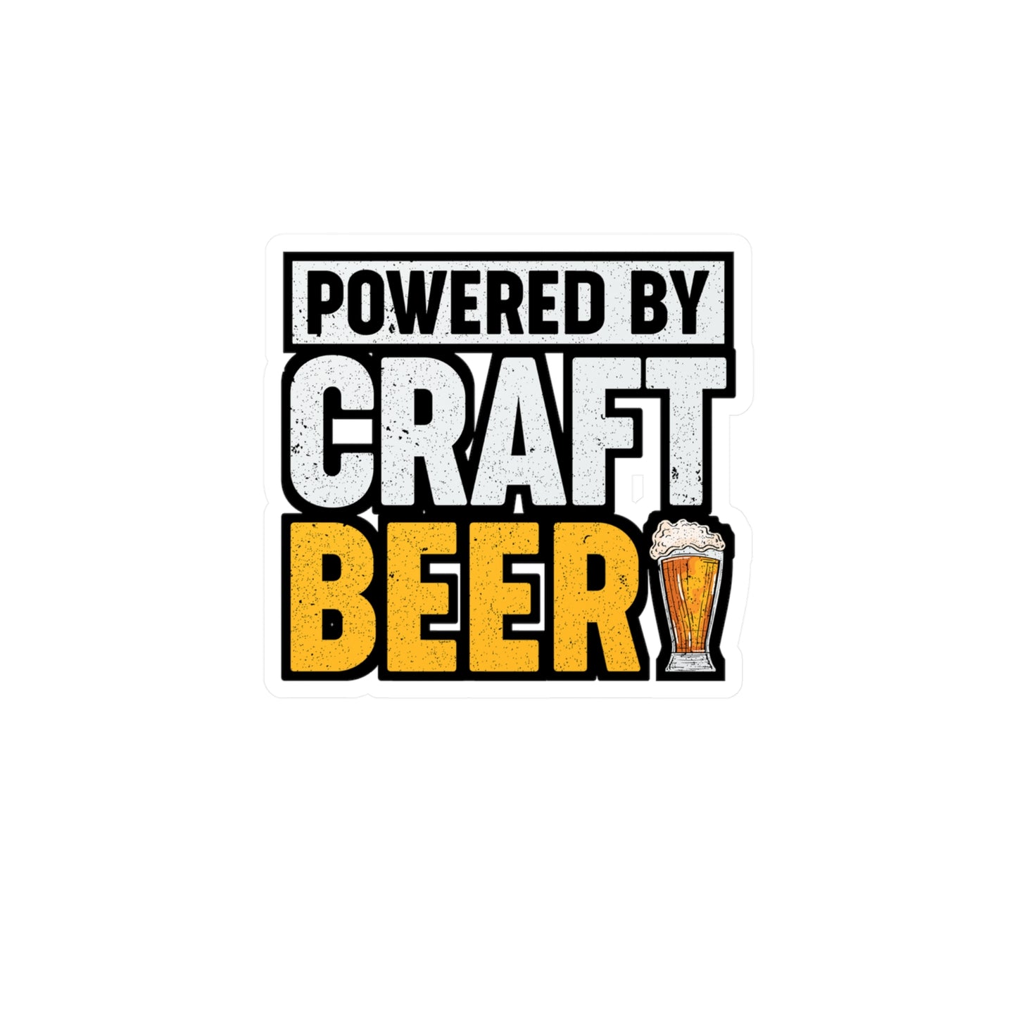 Powered by Craft Beer - Beer Sticker for Car Window Laptop Sticker. Water Bottle Sticker, Vinyl Alcohol Decal, Drinking Sticker - Beer Gift