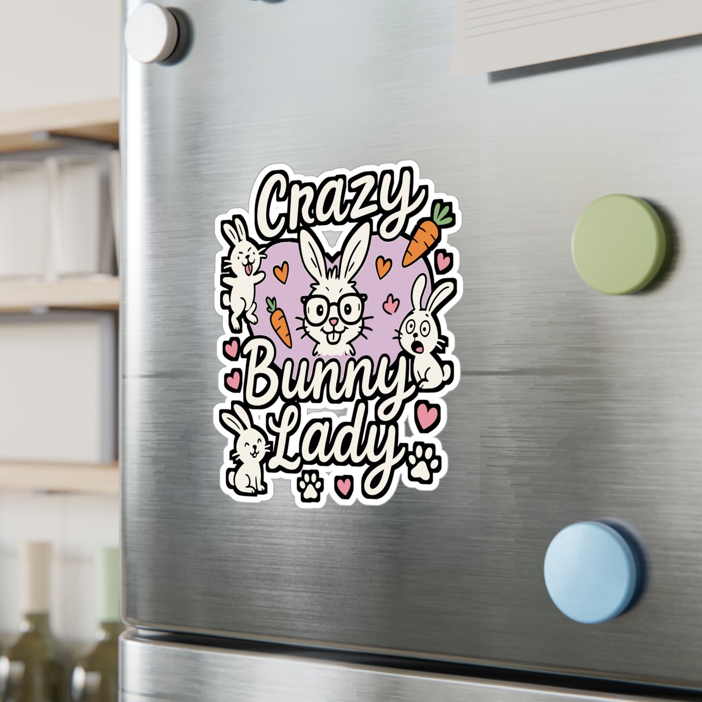 Crazy Bunny Lady – Rabbit Sticker for Car, Laptop, Water Bottle & Bunny Lover Gifts