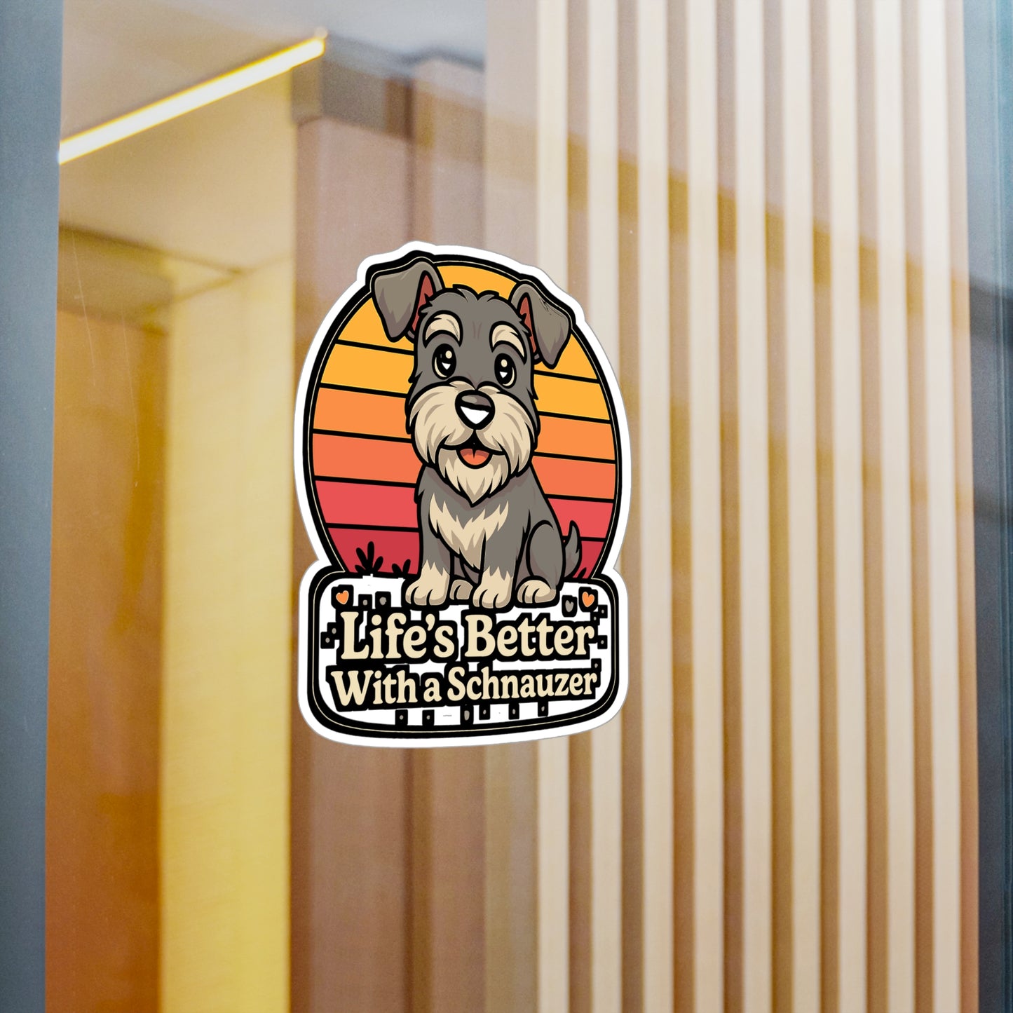 Schnauzer Sticker – "Life's Better With A Schnauzer" Decals, Loyal Pawprint Vinyl Decor for Laptop, Water Bottle, Waterproof