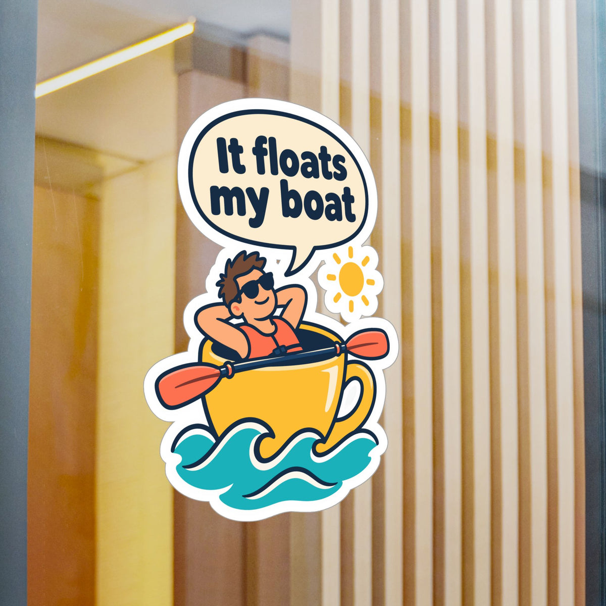 Kayak Sticker – It Floats My Boat Design for Kayaking and Rowing Fans, Kayaker Decals for Laptop or Water Bottle