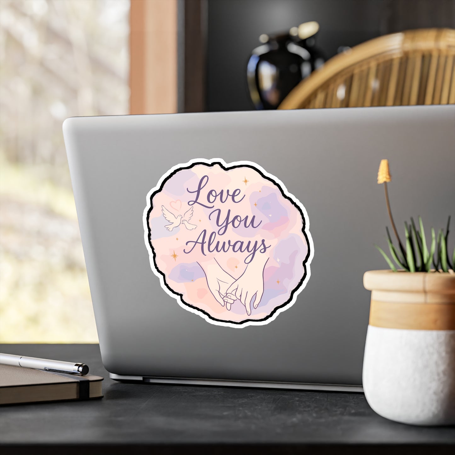 Love You Always - Romantic Art Sticker for Laptop, Water Bottle - Gift for Couples, Friends, Anniversary