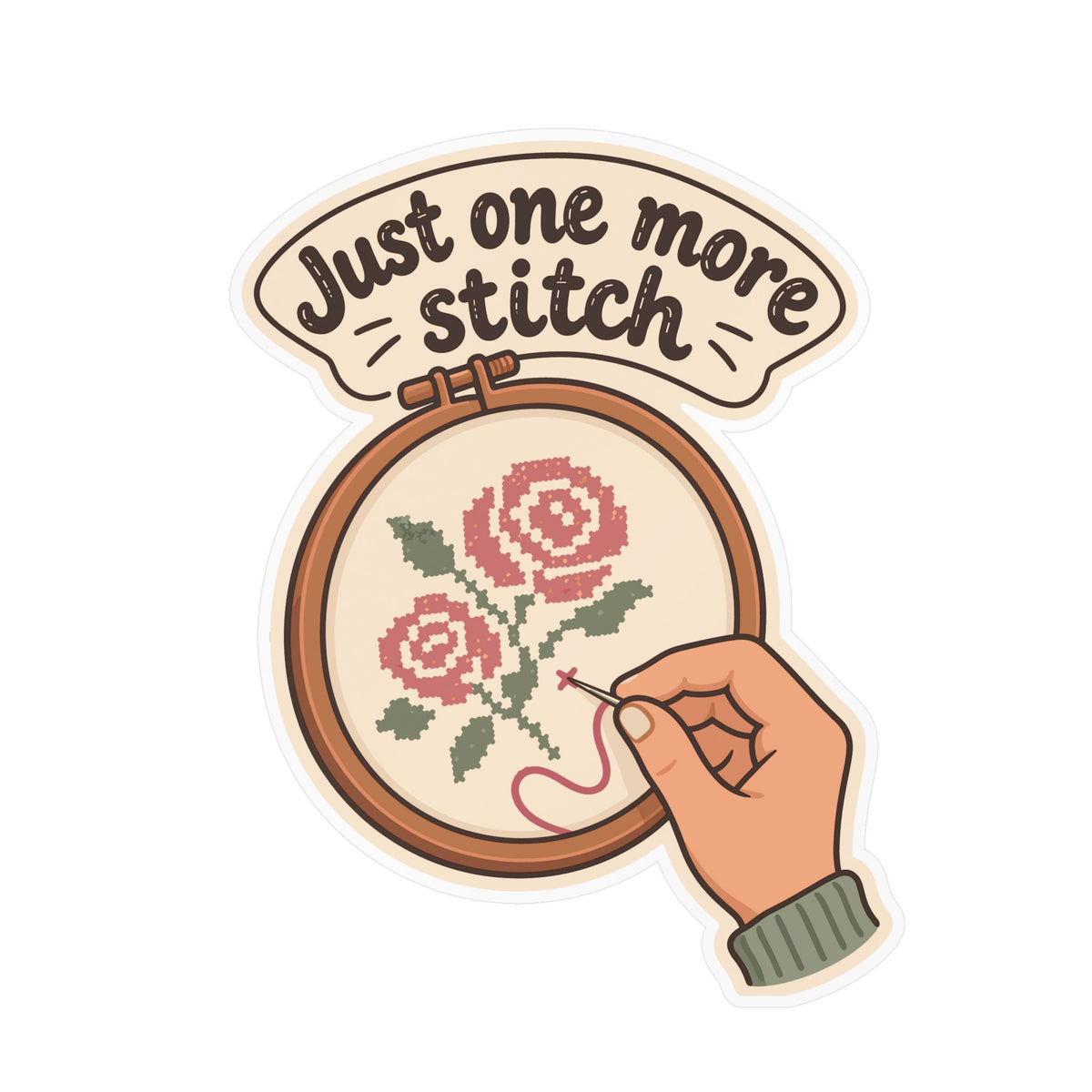 Embroidery Sticker – Just One More Stitch Decals for Needlework Lovers and Stitching Fans, Crafting Decor for Laptop or Water Bottle