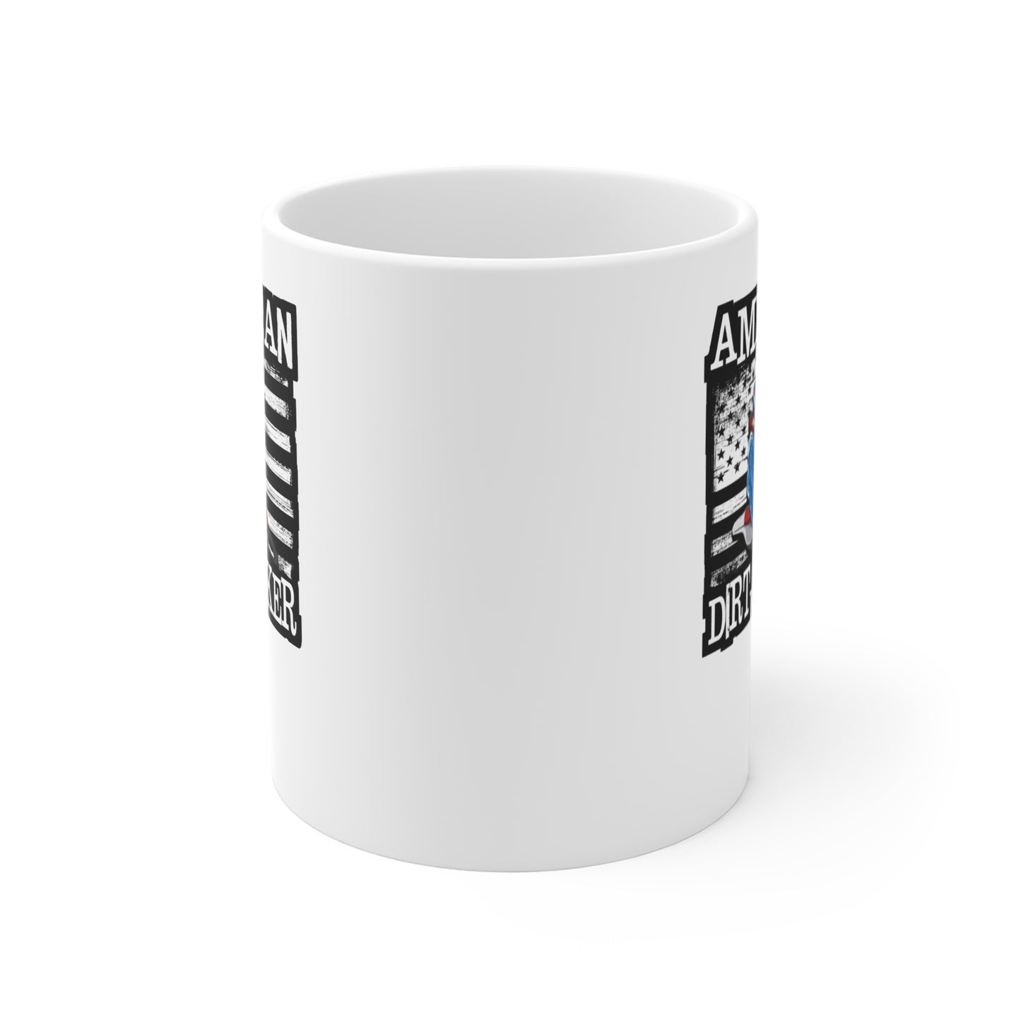 American Dirt Tracker - Flat-track Mug for Coffee 11oz. Flat-track Cup, White ceramic, Motorcycle Mug, Chrome Tea Cup - Flat-track Gift