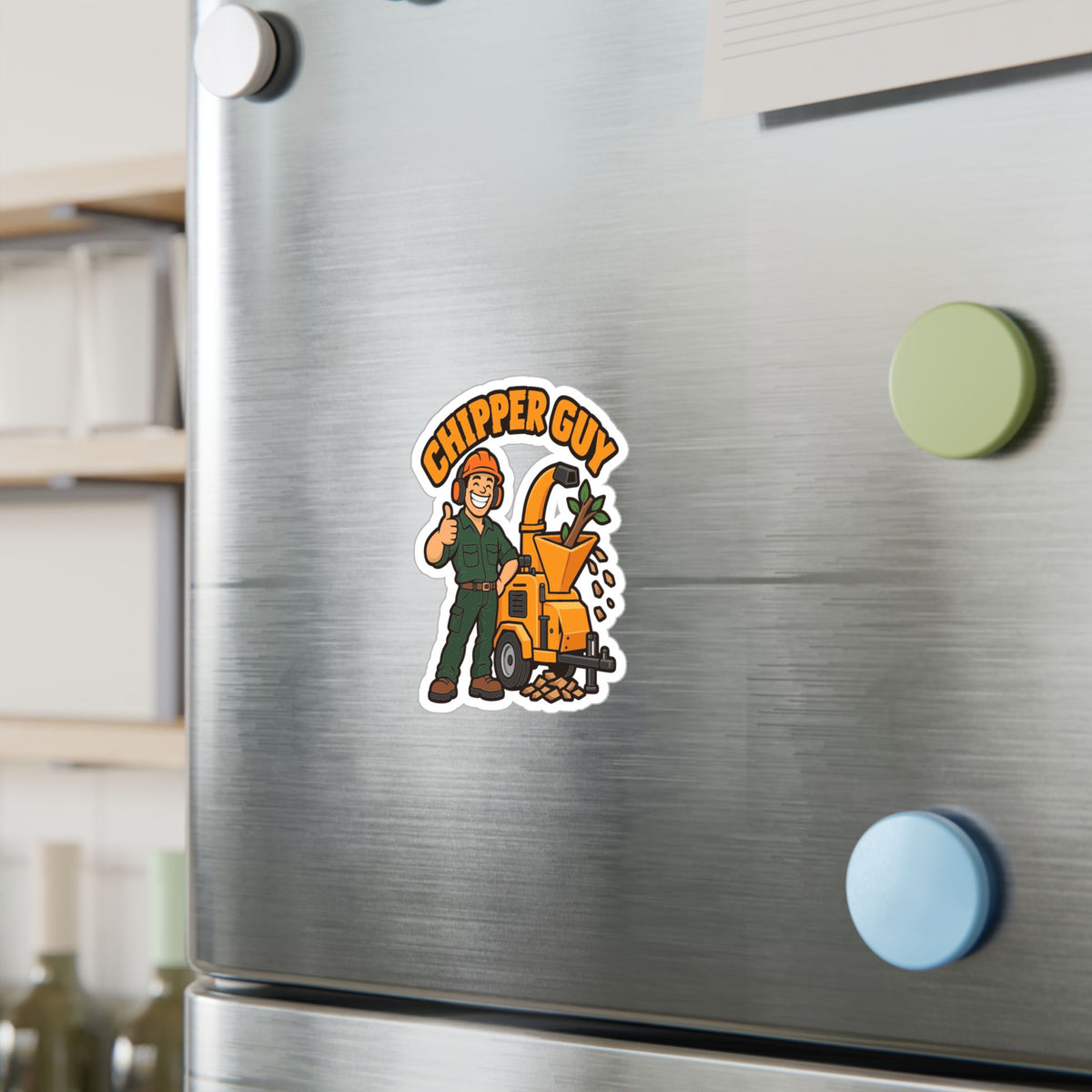 Tree Sticker Chipper Guy - Funny Tree Worker and Branch Manager Design, Decals for Laptop and Water Bottle