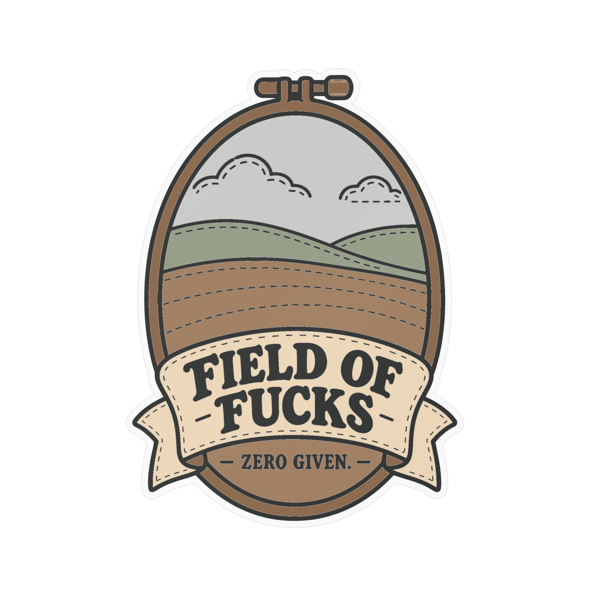 Embroidery Sticker - Field Of Fucks Design for Needlework and Stitching Fans, Crafting Decals for Laptop or Water Bottle
