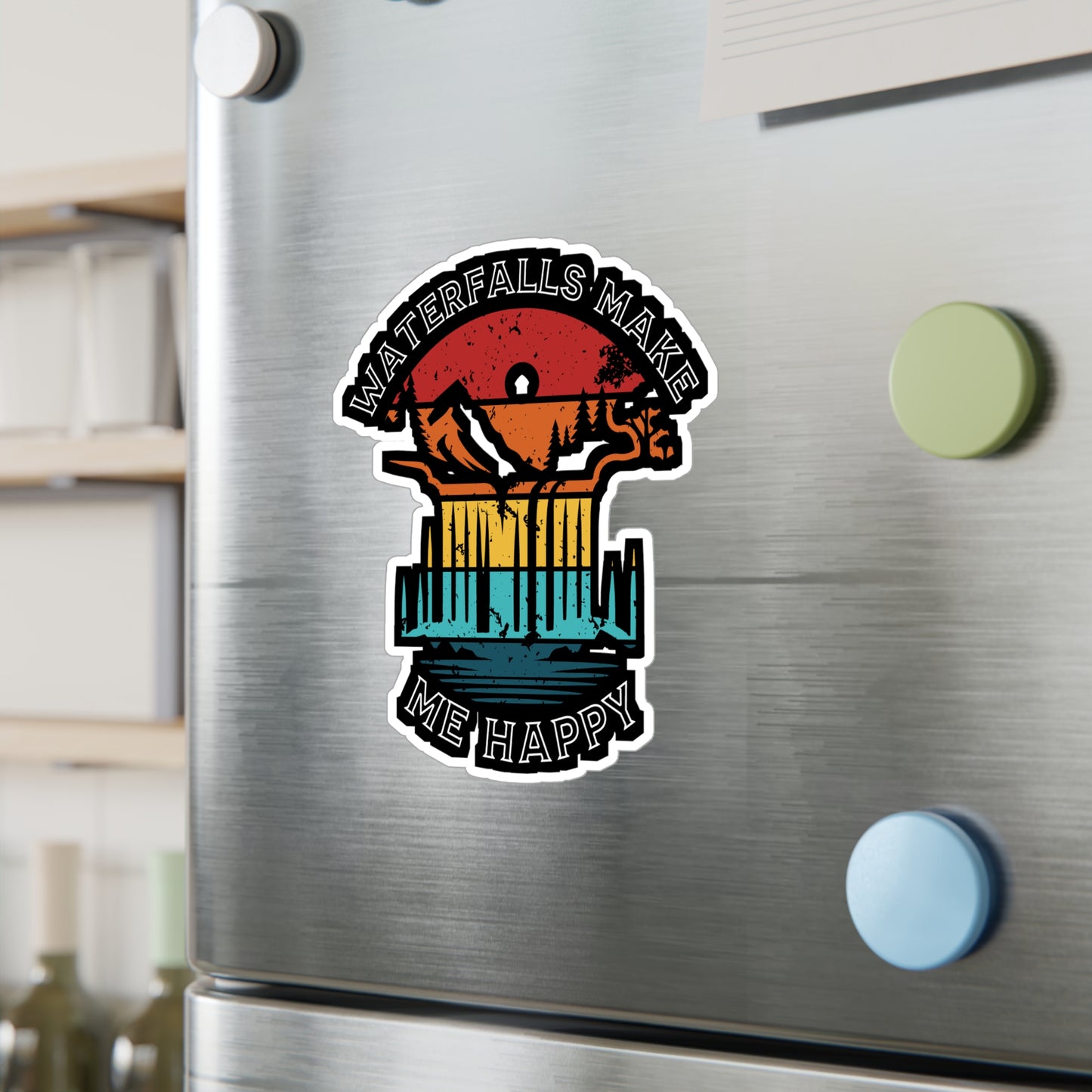 Waterfalls Make Me Happy - Camping Sticker for Laptop Sticker. Water Bottle Sticker, Vinyl Camper Decal - Camping Gift