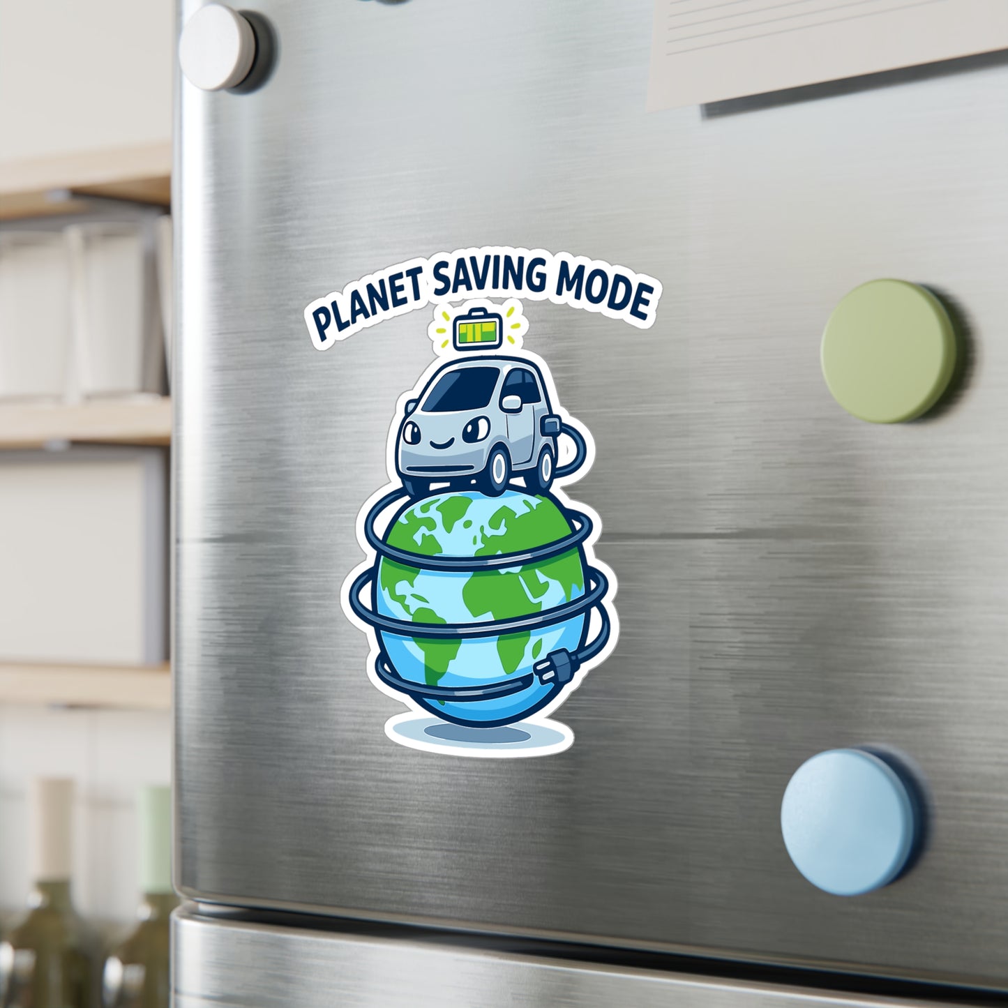 Electric Car Sticker Planet Saving Mode | Eco electric vehicle decal, Waterproof Vinyl decals for Laptop, Water Bottle, rechargeable battery theme