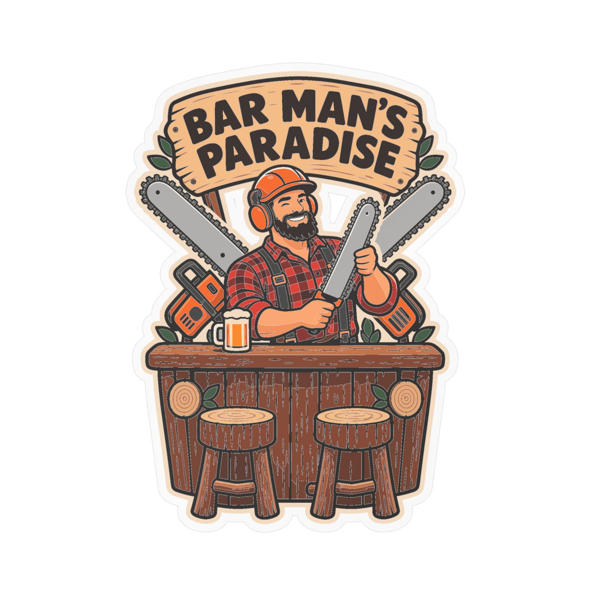 Tree Sticker "Bar Man's Paradise" for a Tree Worker or Branch Manager - Laptop and Water Bottle Decals