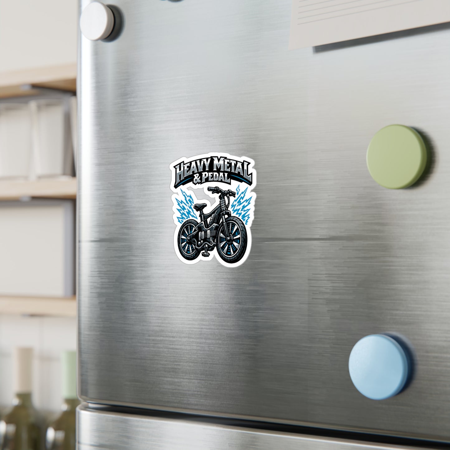 E-Bike Sticker Heavy Metal & Pedal Design, Waterproof Vinyl Decals for Electric Bike, Laptop or Water Bottle, eCycling e Cyclist Gift