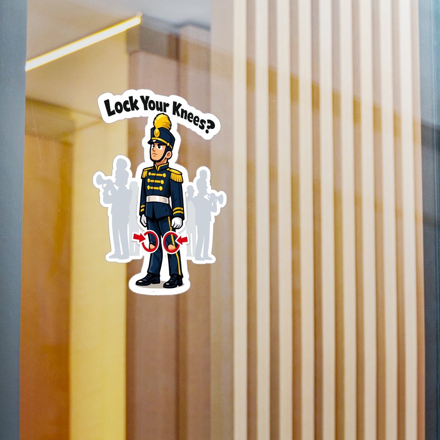 Marching Band Sticker Lock Your Knees? Funny Drummer Band Director Mellophone Vinyl Waterproof Sticker Decals for Laptop Water Bottle