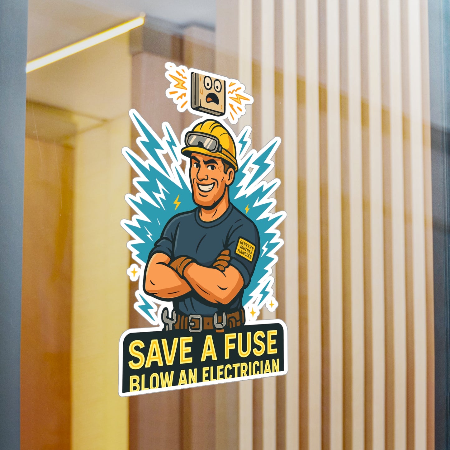 Save A Fuse Blow An Electrician - Electrician Sticker for Laptop, Tool Box, Tech Gift for Men