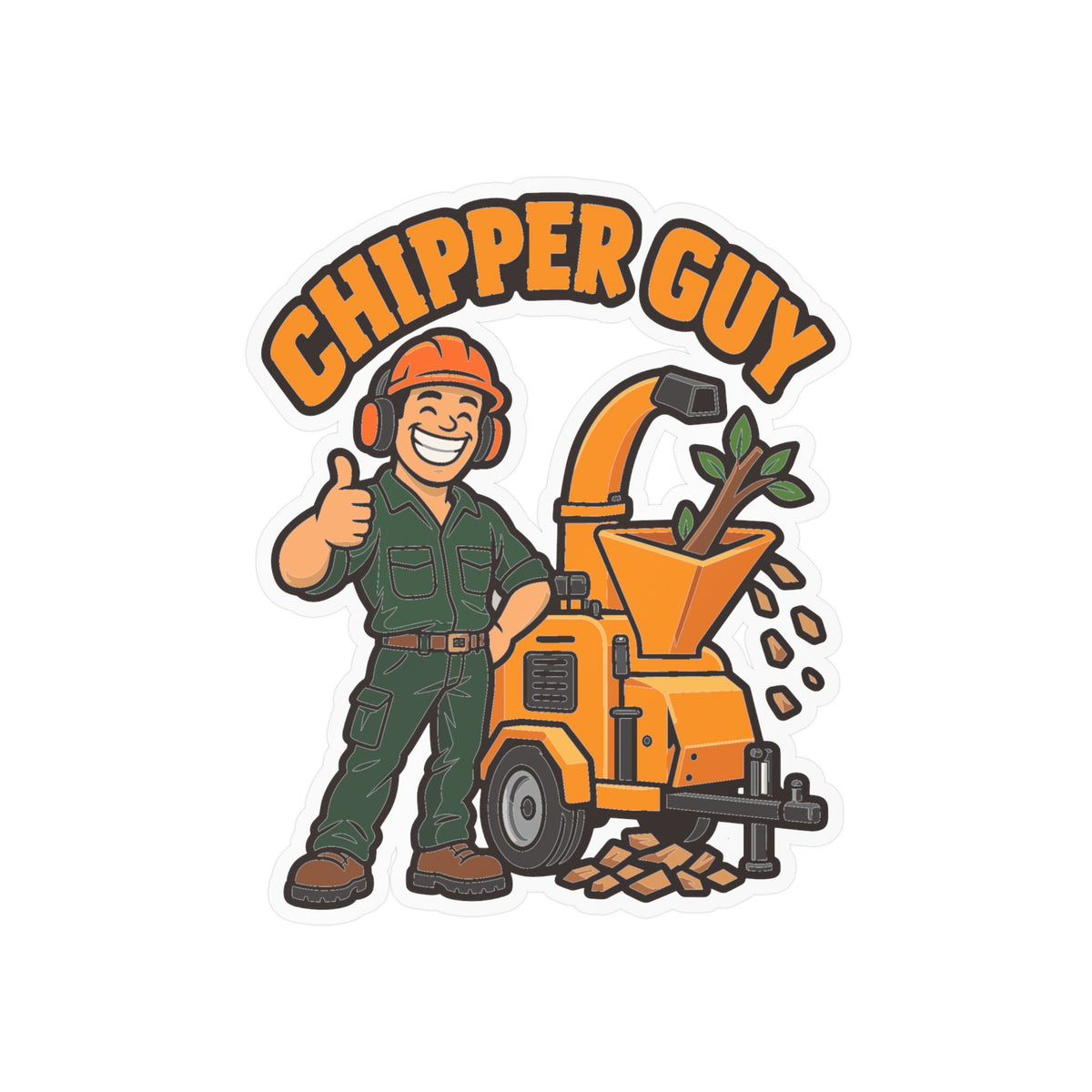 Tree Sticker Chipper Guy - Funny Tree Worker and Branch Manager Design, Decals for Laptop and Water Bottle