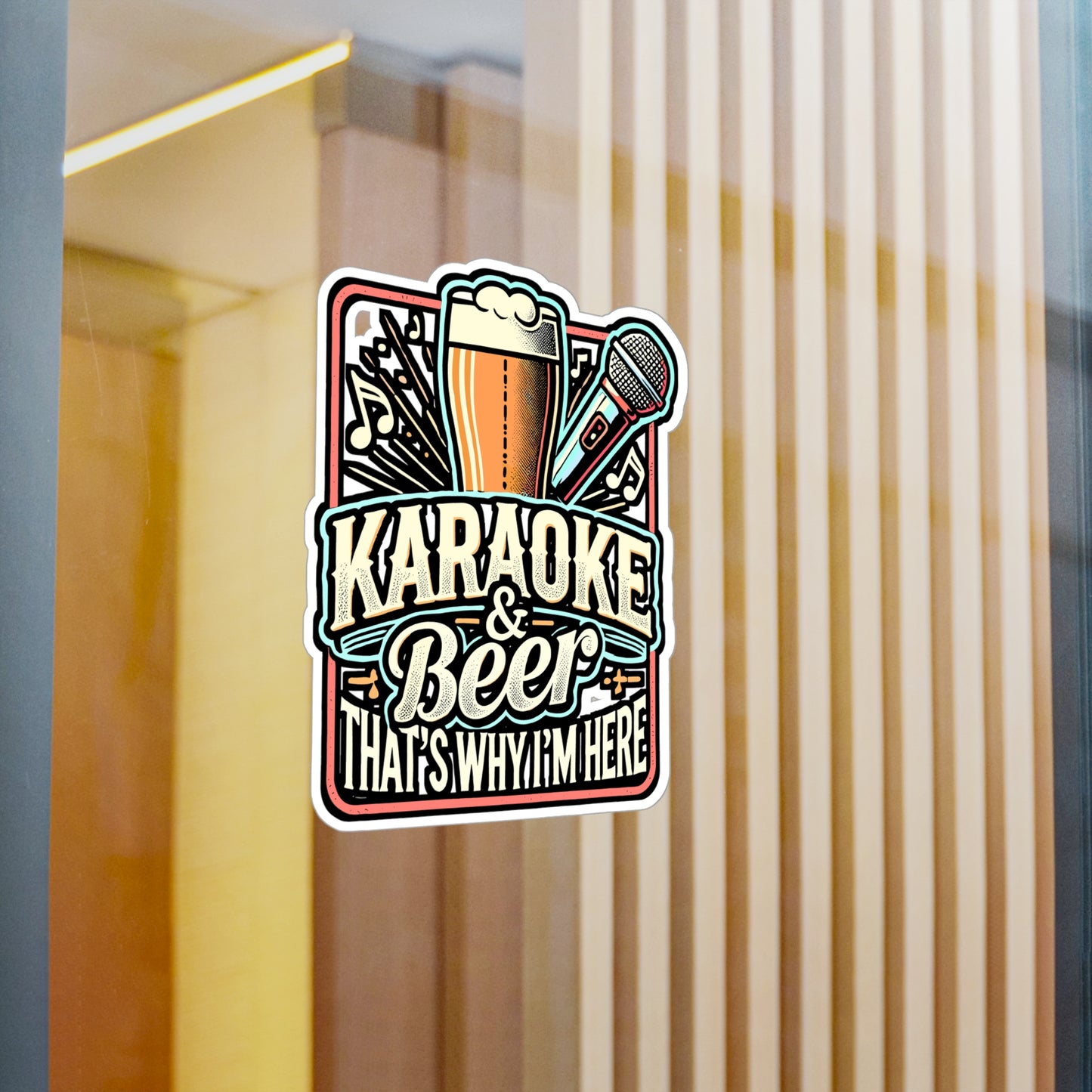 Karaoke & Beer – Vinyl Music Decal for Laptop & Water Bottle | Fun Karaoke Gift Sticker
