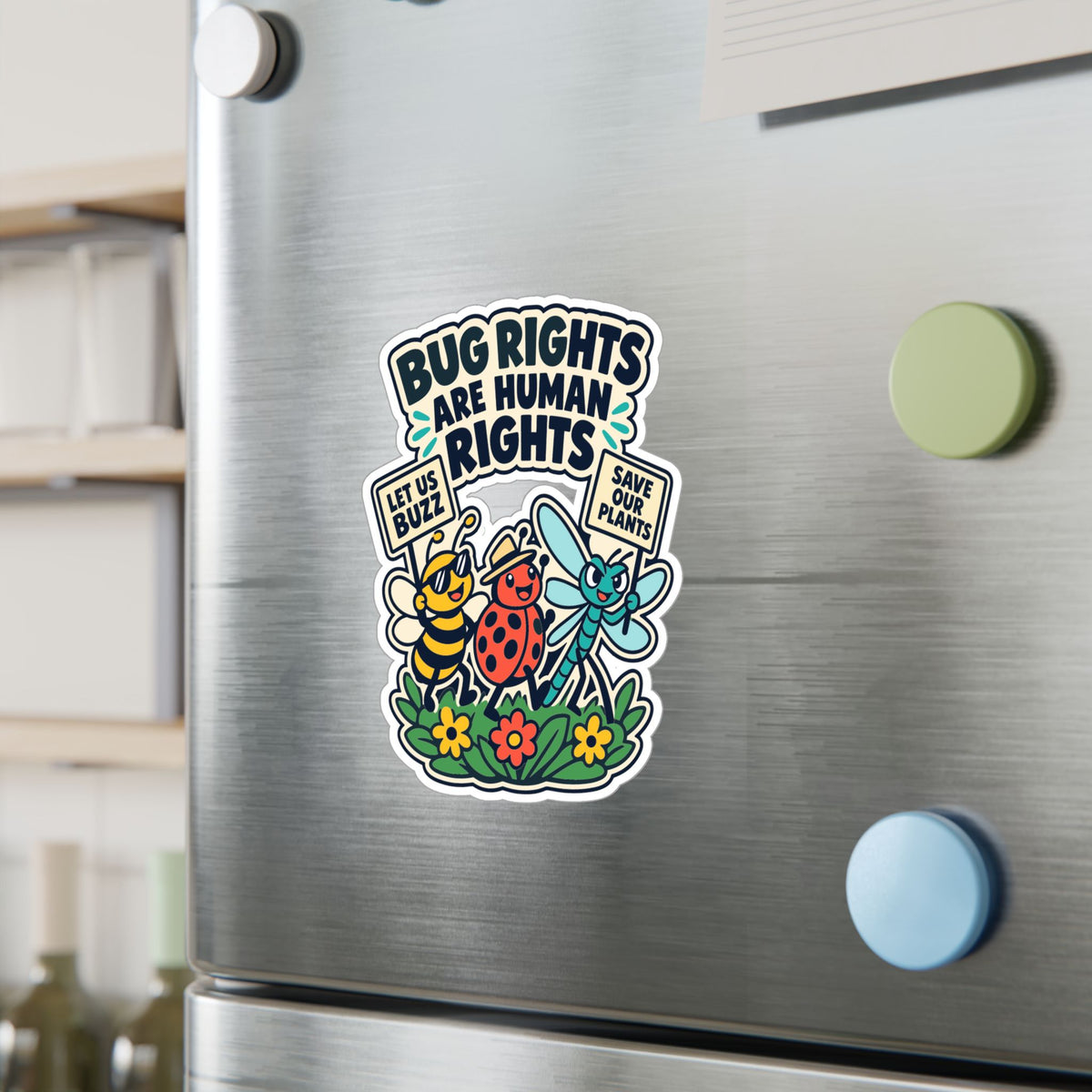 Plants Sticker – Bug Rights Are Human Rights, Dandelion Design for Nature and Friendship Lovers, decals for Laptop or Water Bottle