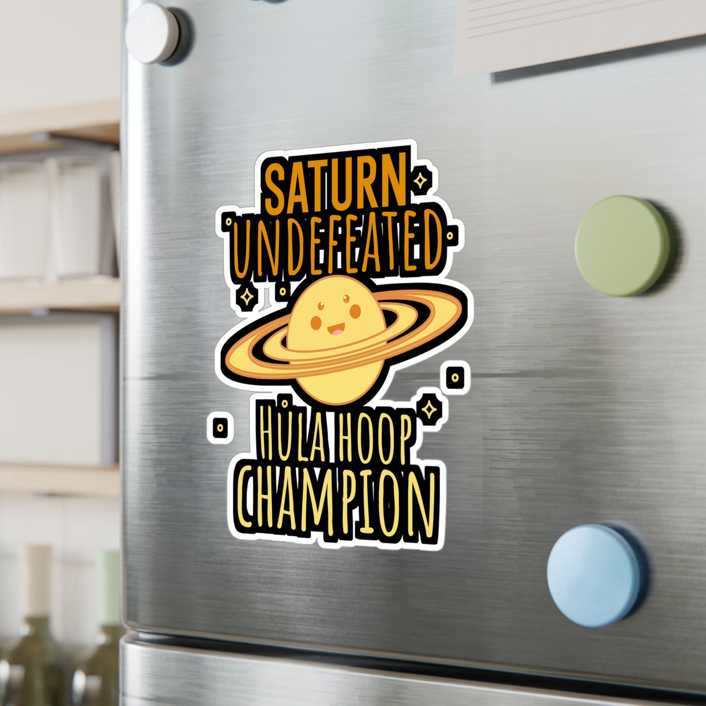 Saturn Undefeated Hula Hoop Champion - Astronaut Sticker for Wall, Laptop, Window, Truck, Car Astronaut Gift Vinyl Asteroid Decal Sticker