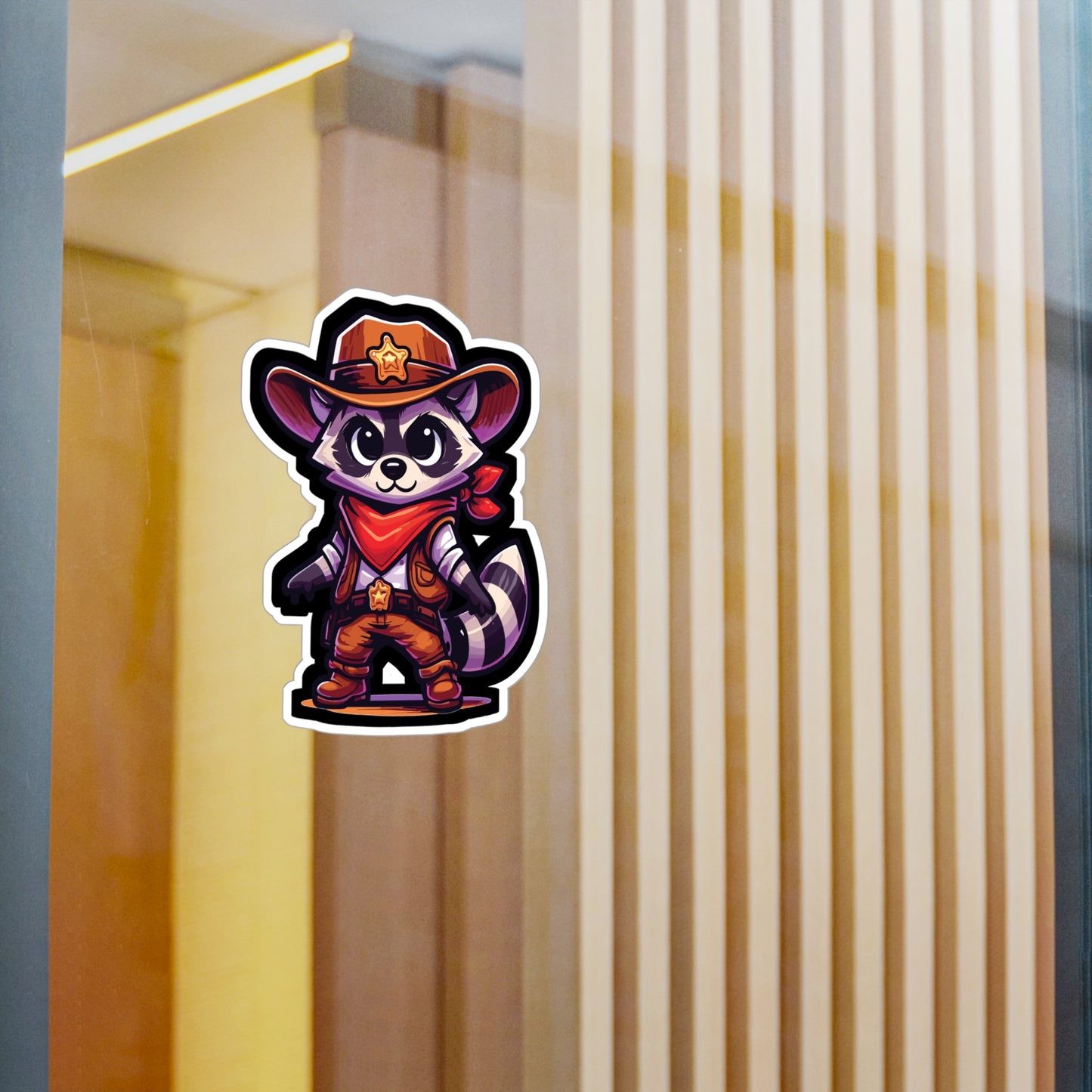 Raccoon Cowboy - Raccoon Sticker for Car Window Laptop Sticker. Water Bottle Sticker, Vinyl Cowboy Decal, Bandana Sticker - Raccoon Gift