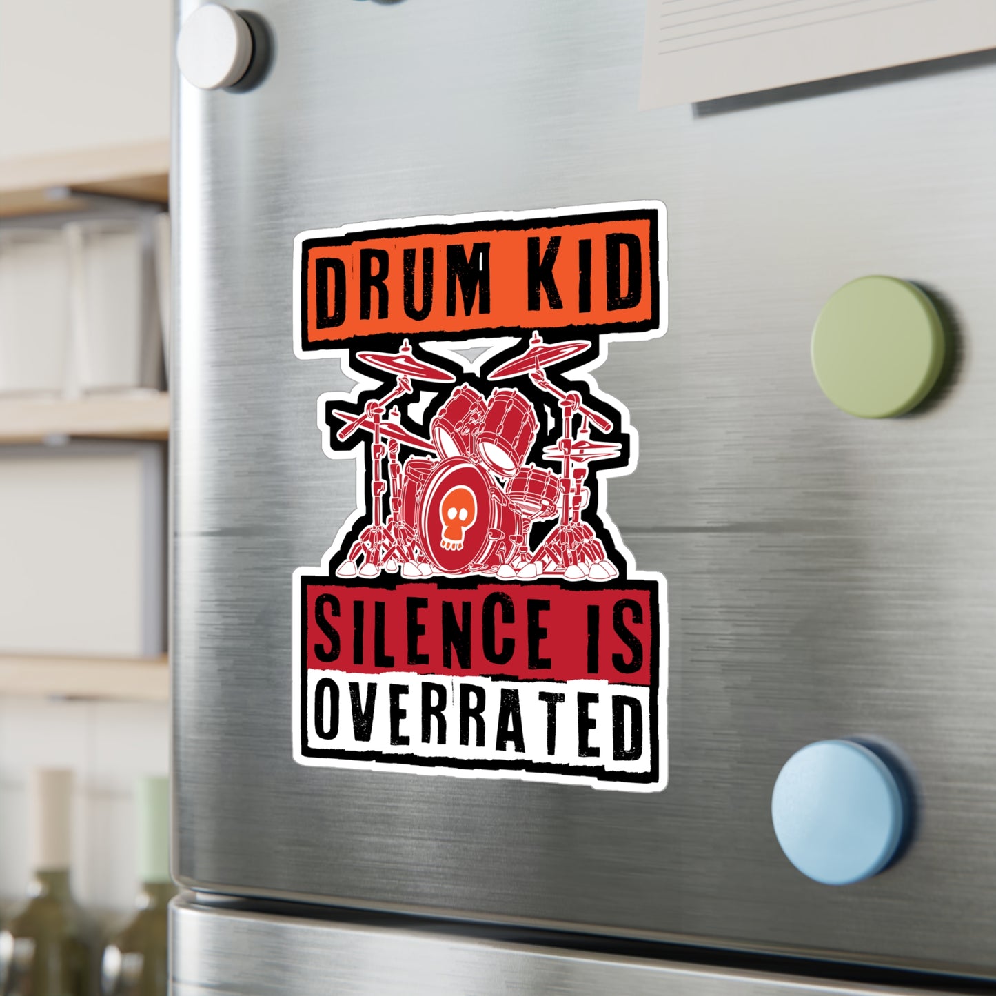 Drum Kid Silence is Overrated - Drums Sticker for Laptop Sticker. Water Bottle Sticker, Vinyl Drummer Decal - Drums Gift