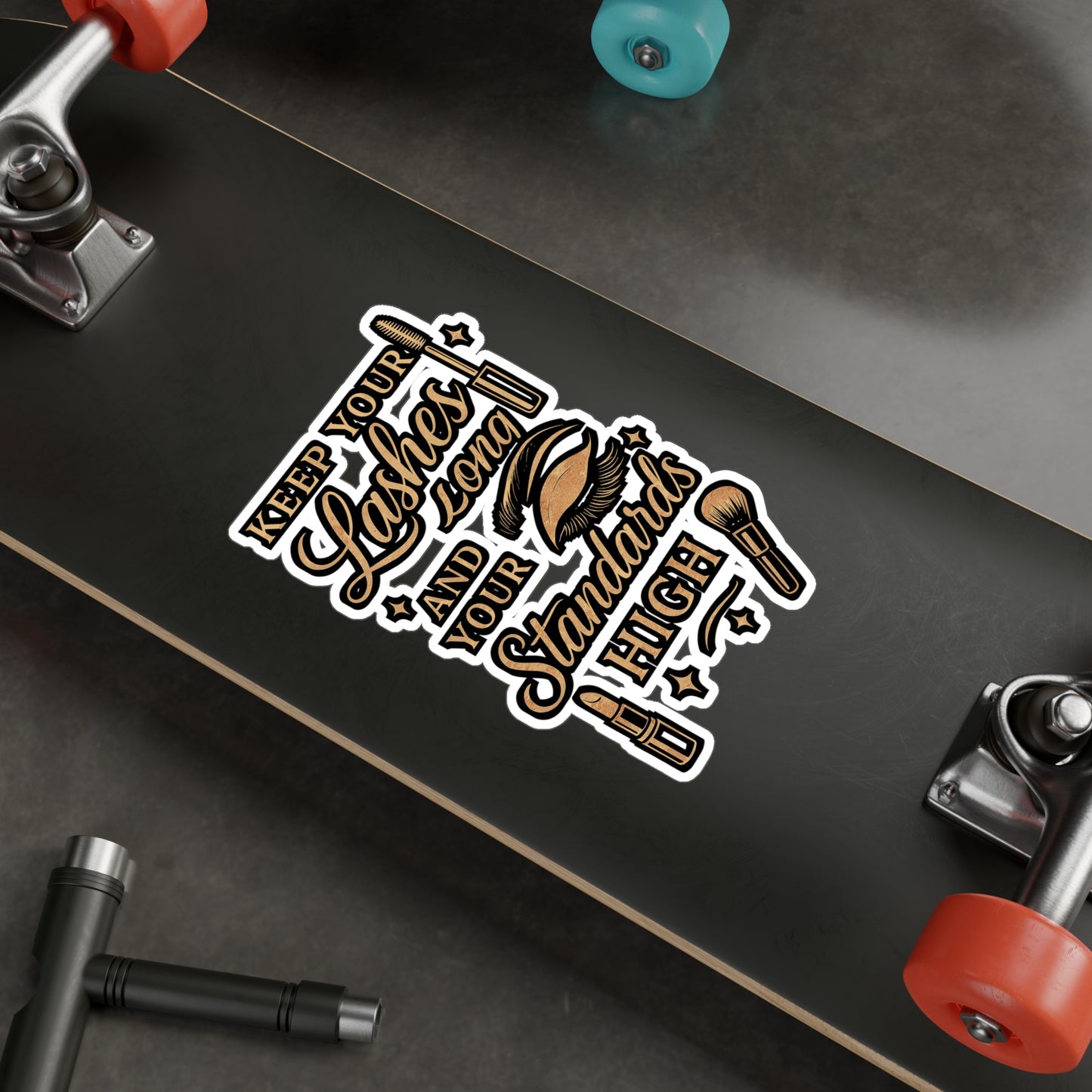 Keep Your Lashes Long and Your Standards High – Esthetician Vinyl Sticker for Laptop or Water Bottle | Skincare Lover Gift, Beauty Salon Decor