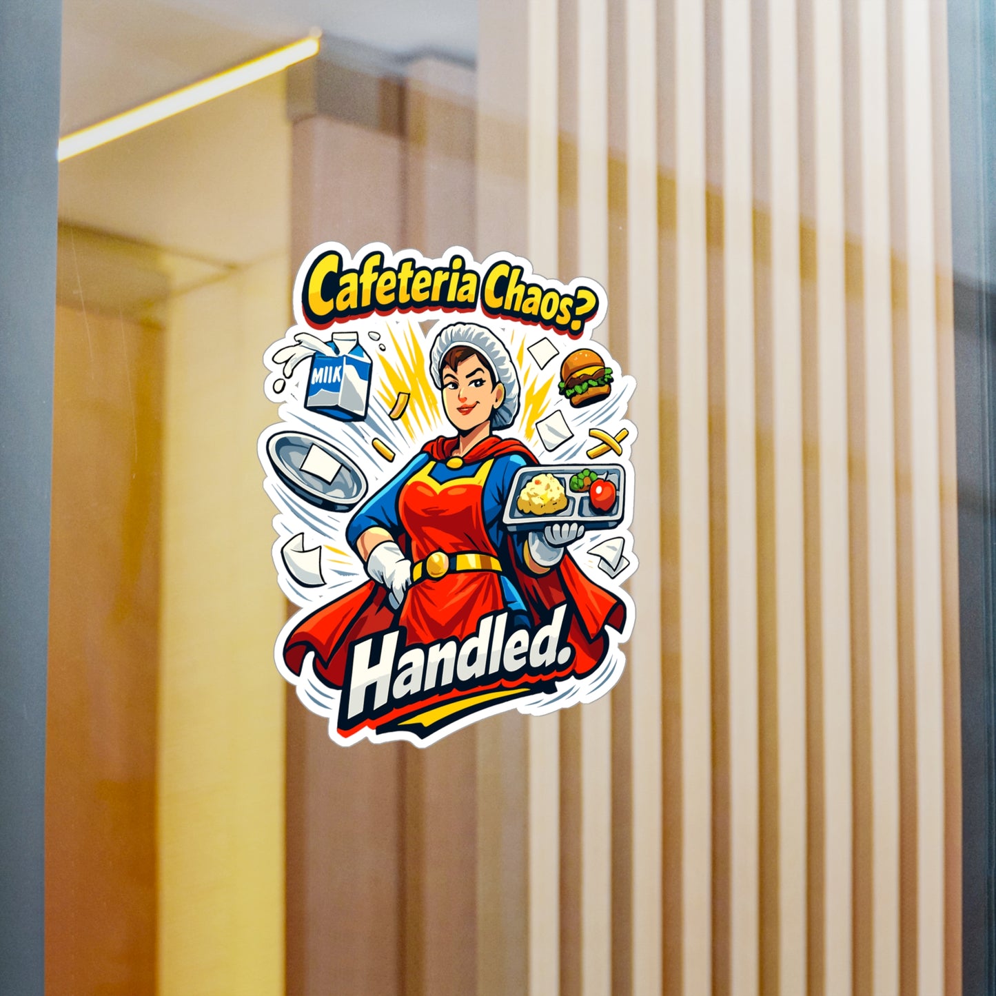 Lunch Lady Sticker Cafeteria Chaos? Handled Funny School Canteen Design, Waterproof Vinyl decals for Laptop, Water Bottle