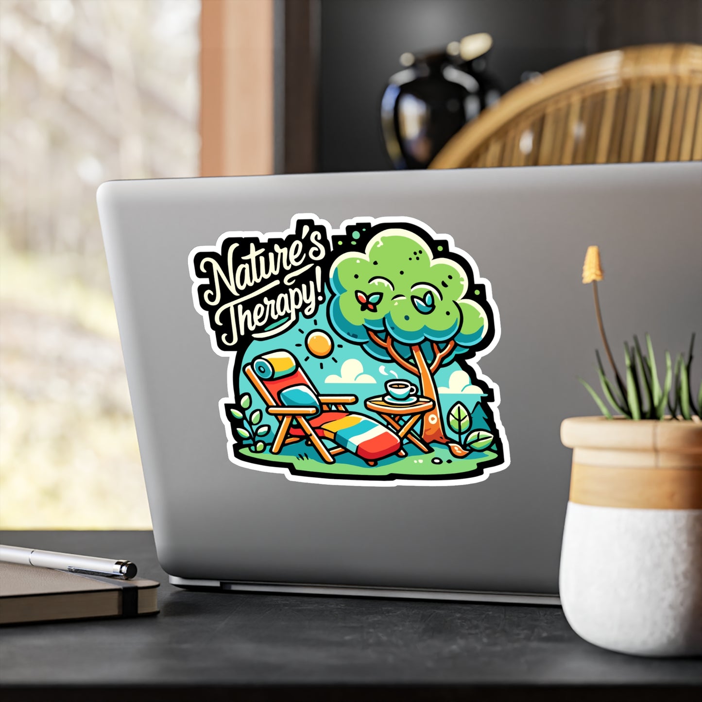 Nature's Therapy - Peaceful Sticker for Laptop Sticker. Water Bottle Sticker, Vinyl Nature Decal - Peaceful Gift