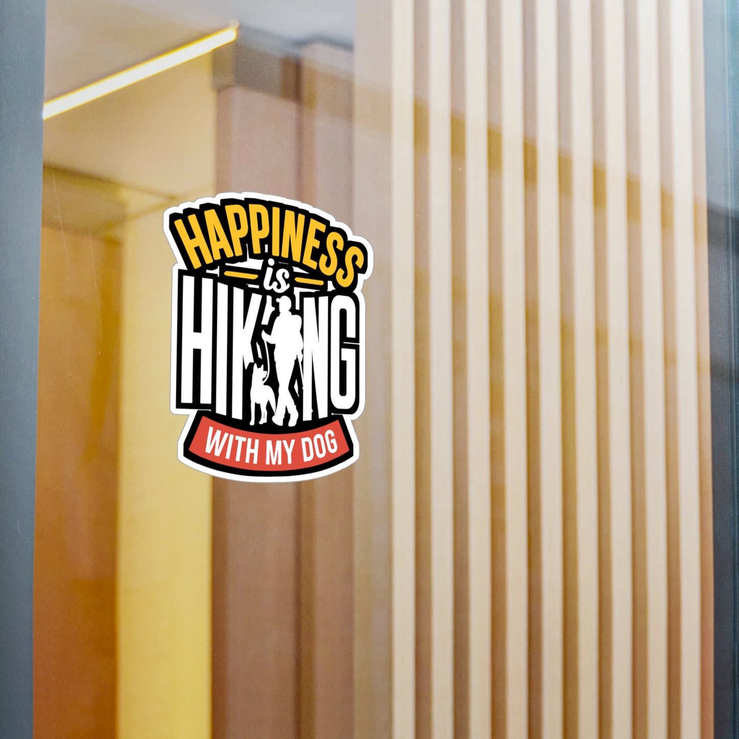 Happiness Is Hiking With My Dog - Hiking Sticker for Car Laptop Sticker. Water Bottle Sticker, Vinyl Hiker Decal - Hiking Gift