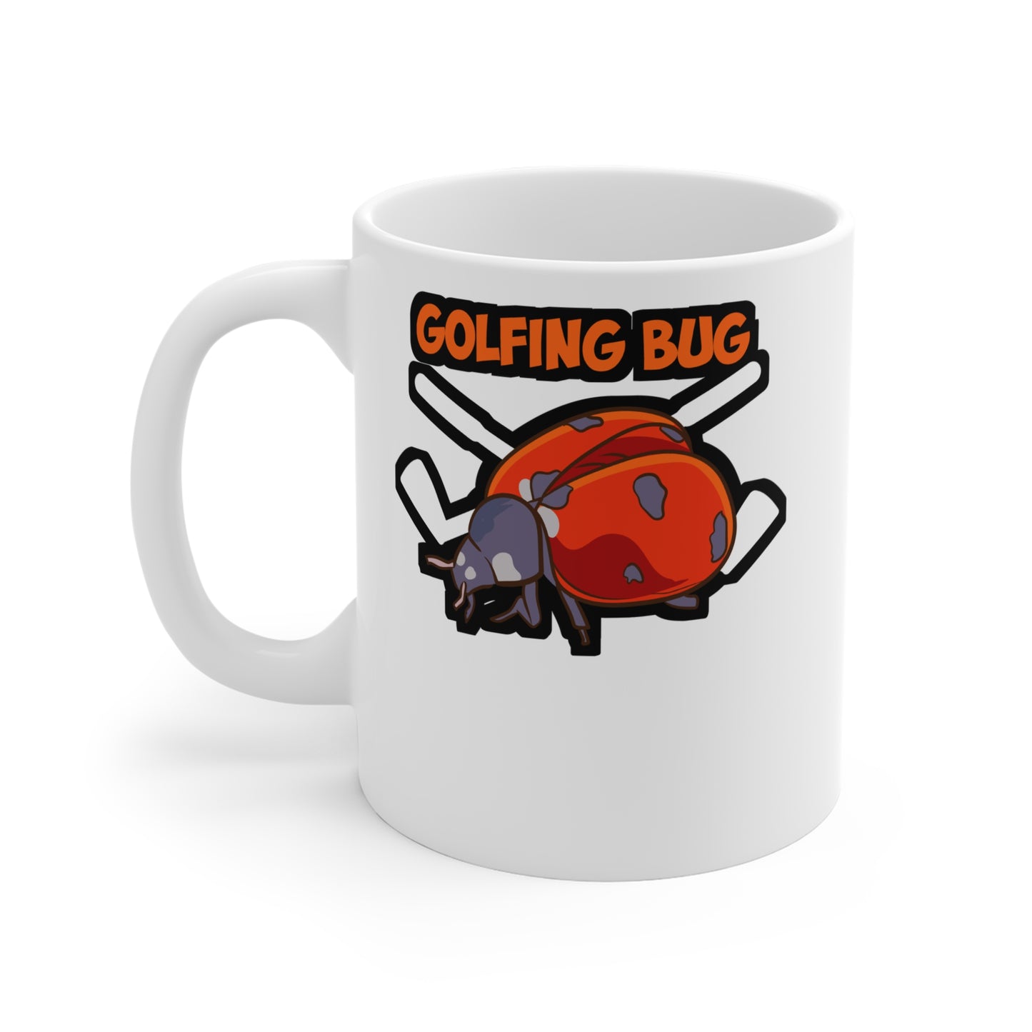 Golfing Bug - Golf Mug for Coffee 11oz. Golf Cup, White ceramic, Golfer Mug, Hole Tea Cup - Golf Gift