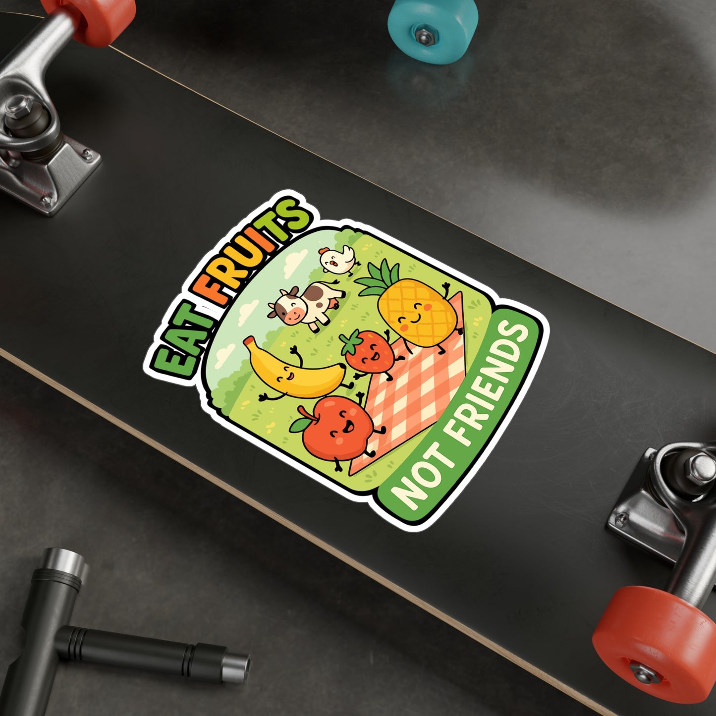 Eat Fruits Not Friends - Vegan Sticker for Laptop, Water Bottle, Eco Friendly Gift for Animal Lovers & Vegans